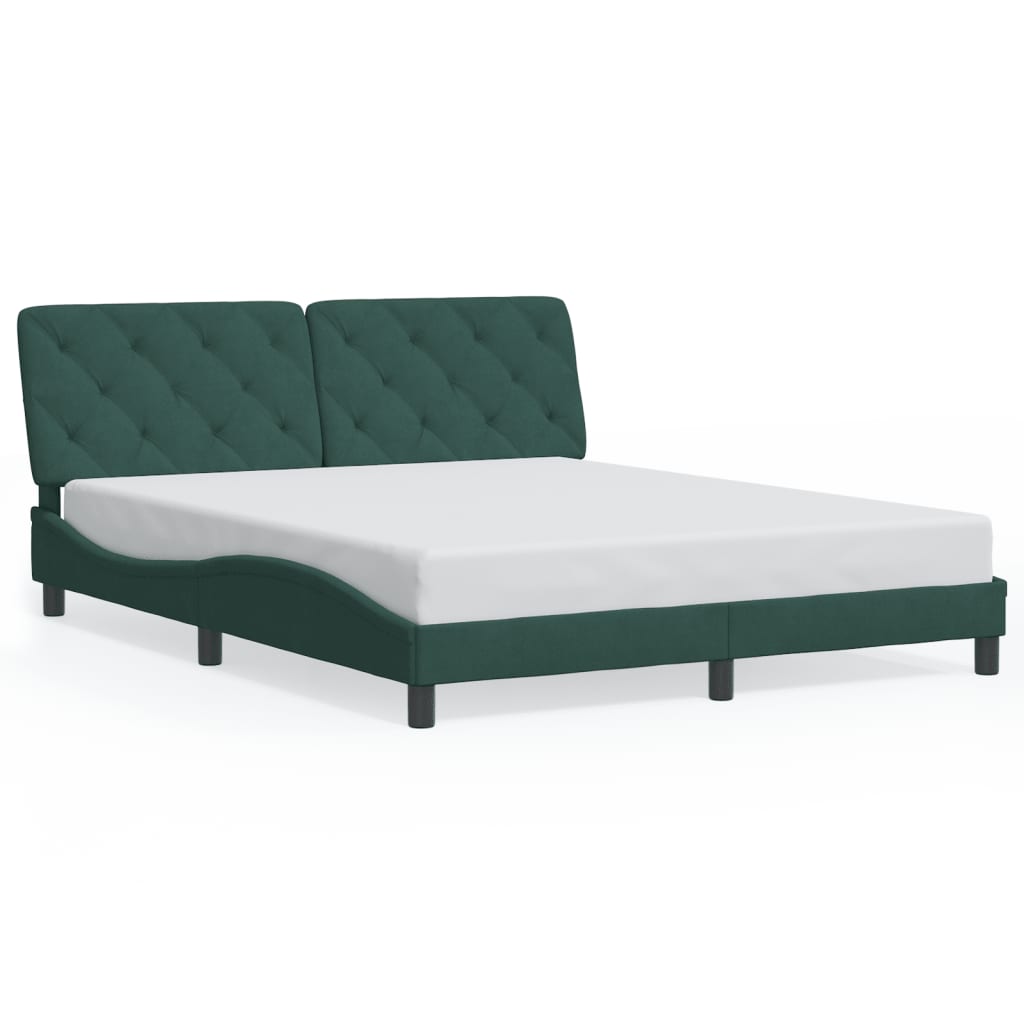 Bedframe zonder matras 160x200 cm fluweel donkergroen is nu te koop bij PeponiXL, paradijselijk wonen!