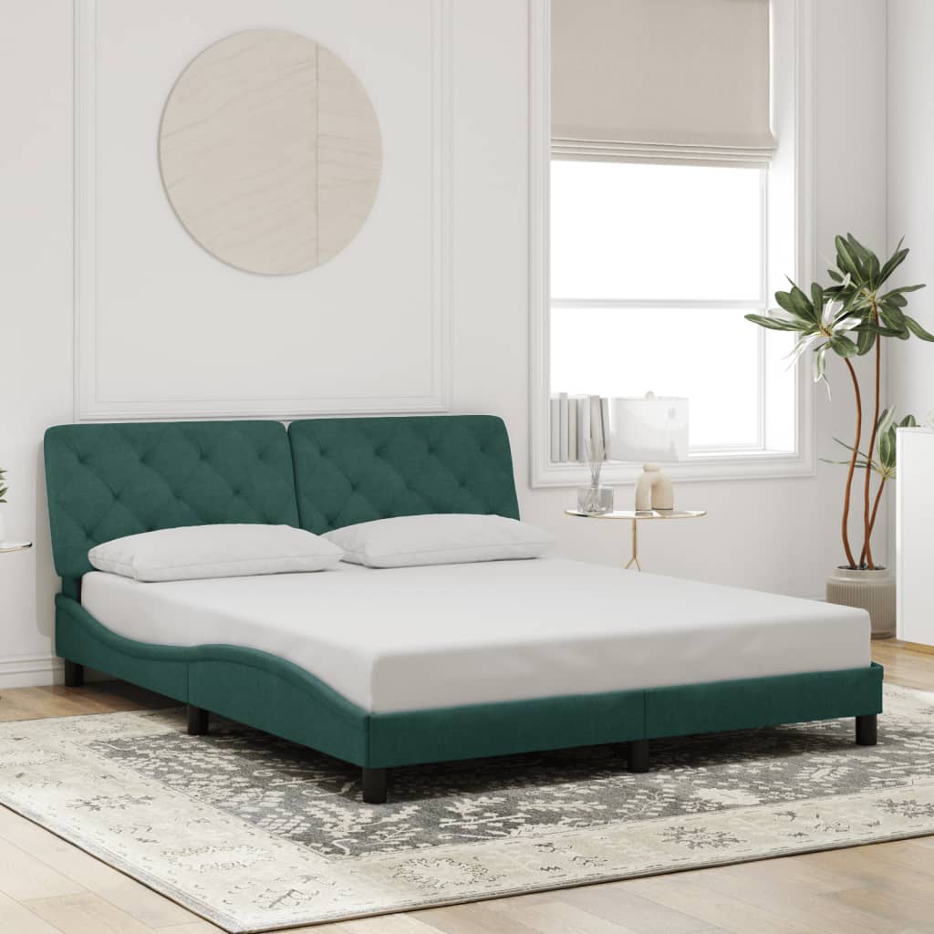 Bedframe zonder matras 160x200 cm fluweel donkergroen is nu te koop bij PeponiXL, paradijselijk wonen!