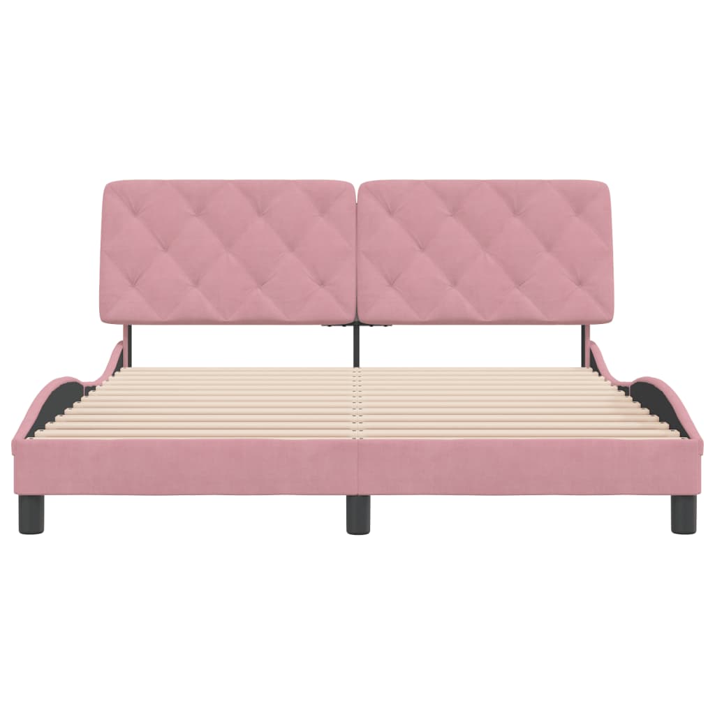 Bedframe zonder matras fluweel roze 160x200 cm is nu te koop bij PeponiXL, paradijselijk wonen!