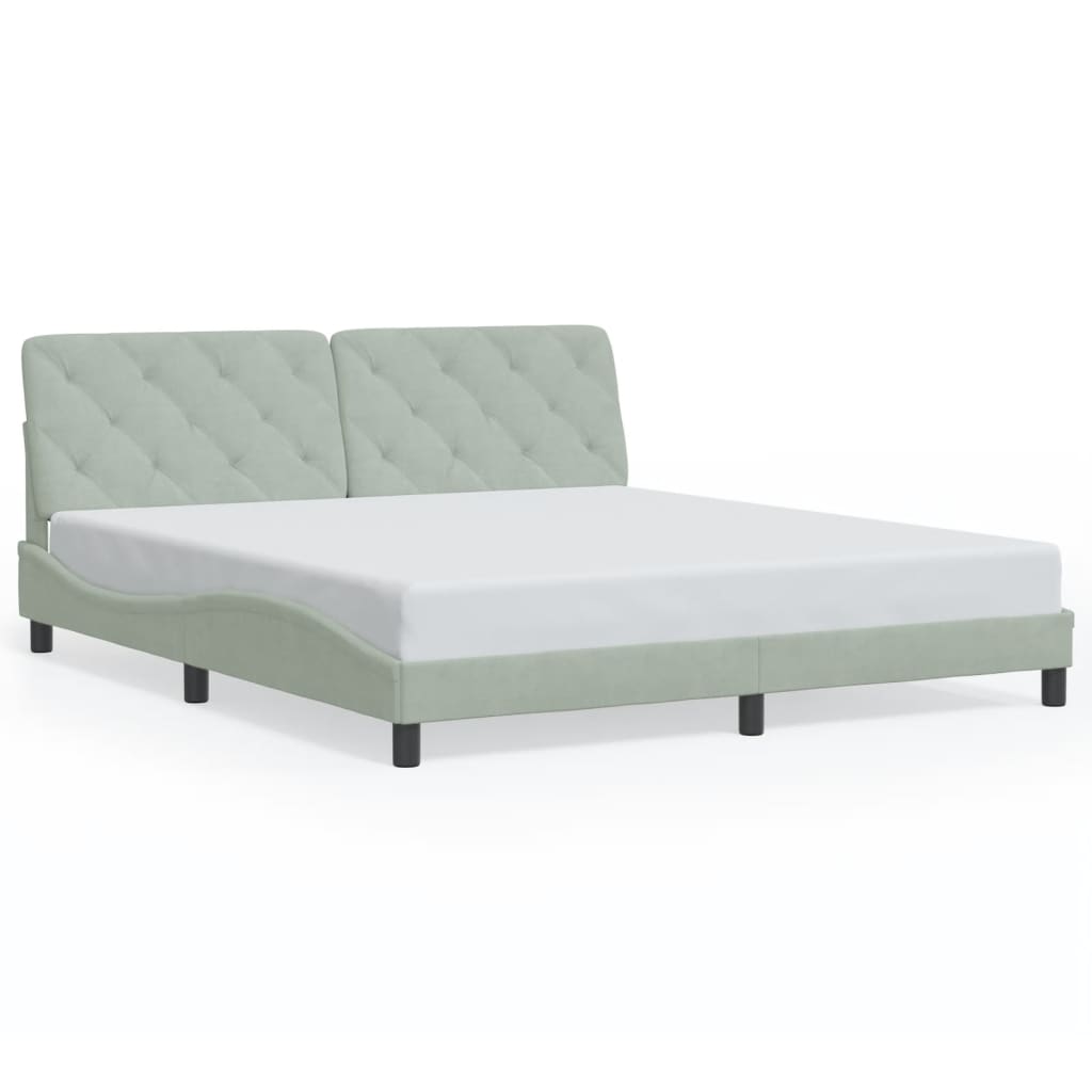 Bedframe zonder matras 180x200 cm fluweel lichtgrijs is nu te koop bij PeponiXL, paradijselijk wonen!