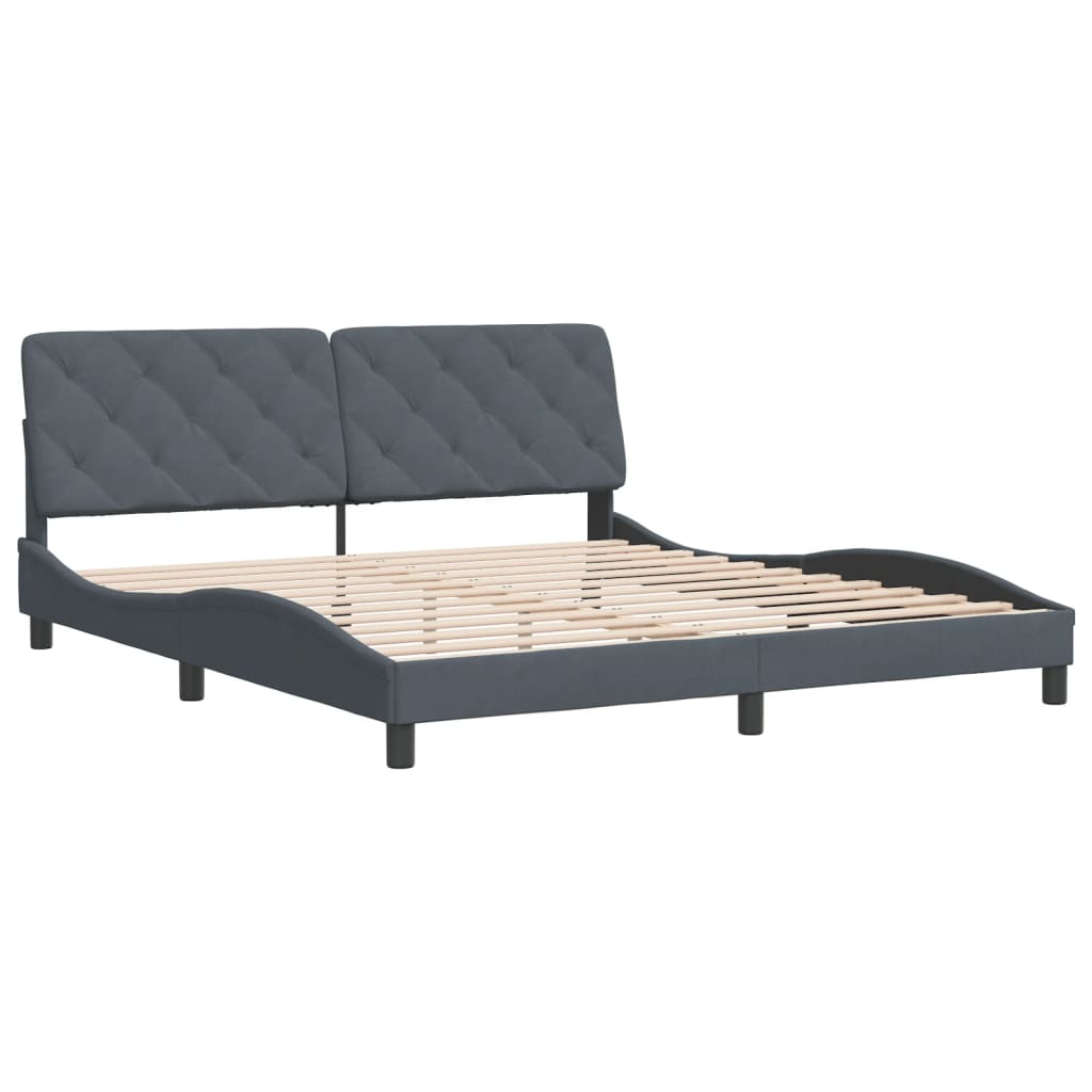 Bedframe zonder matras 180x200 cm fluweel donkergrijs is nu te koop bij PeponiXL, paradijselijk wonen!