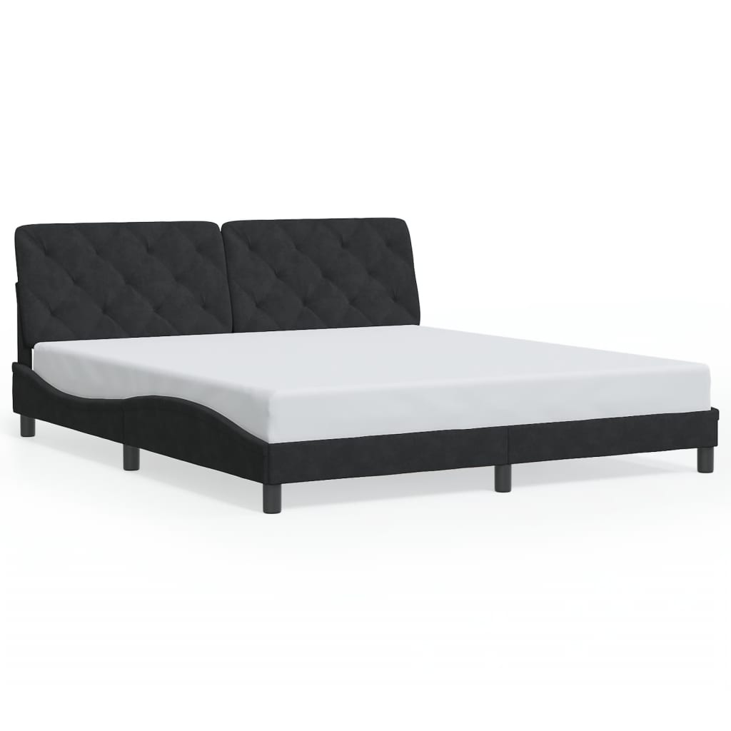Bedframe zonder matras 180x200 cm fluweel zwart is nu te koop bij PeponiXL, paradijselijk wonen!