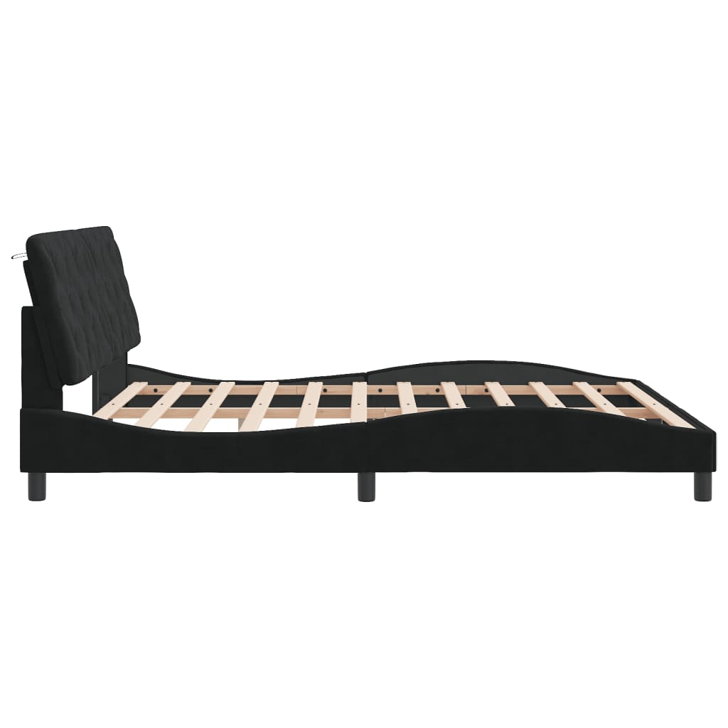 Bedframe zonder matras 180x200 cm fluweel zwart is nu te koop bij PeponiXL, paradijselijk wonen!
