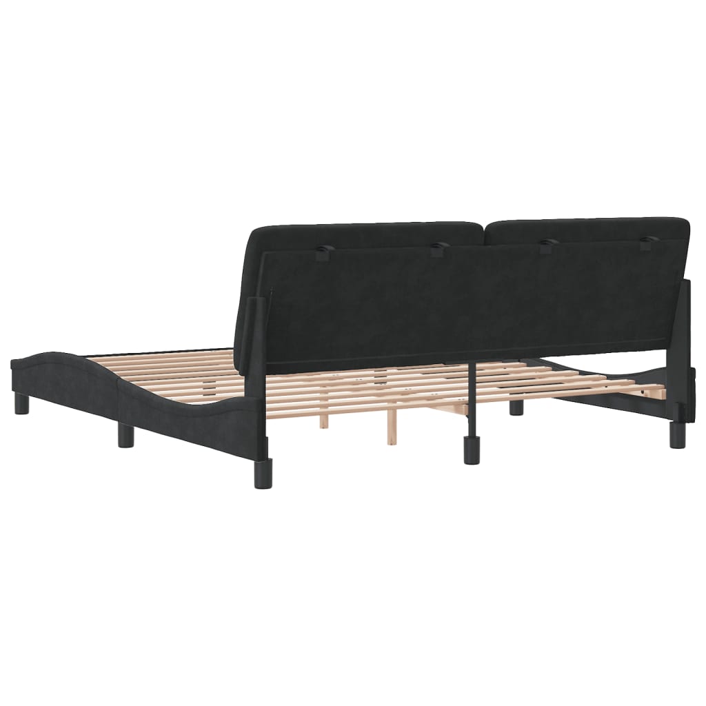 Bedframe zonder matras 180x200 cm fluweel zwart is nu te koop bij PeponiXL, paradijselijk wonen!