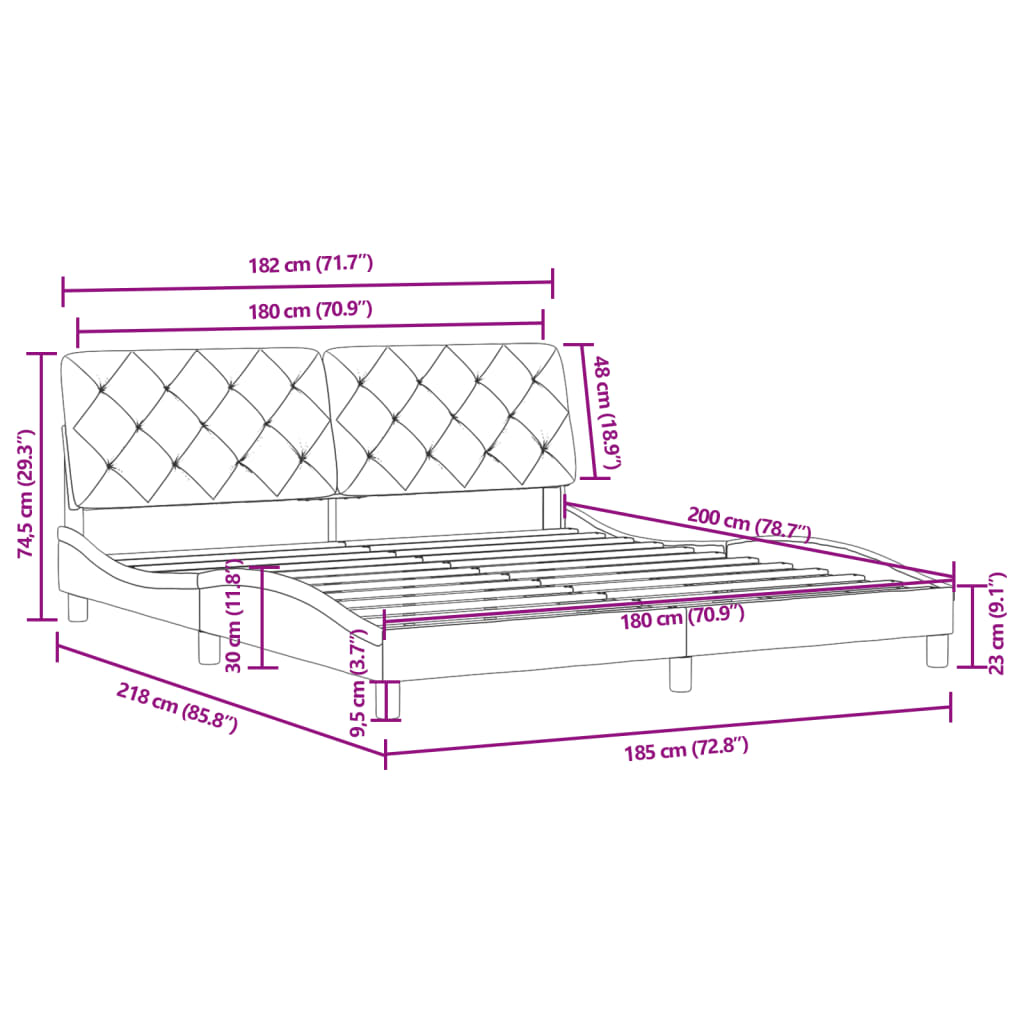 Bedframe zonder matras 180x200 cm fluweel zwart is nu te koop bij PeponiXL, paradijselijk wonen!