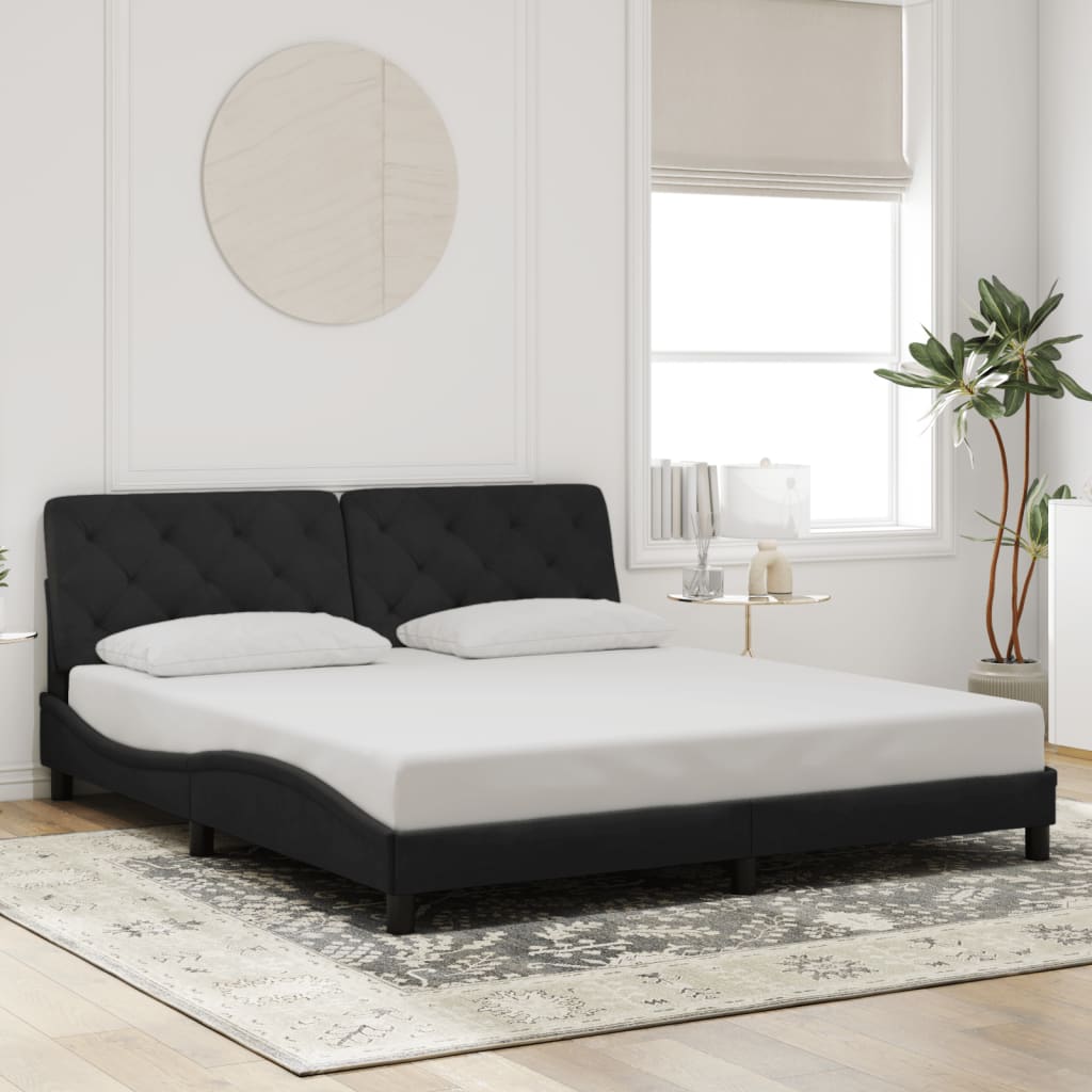 Bedframe zonder matras 180x200 cm fluweel zwart is nu te koop bij PeponiXL, paradijselijk wonen!