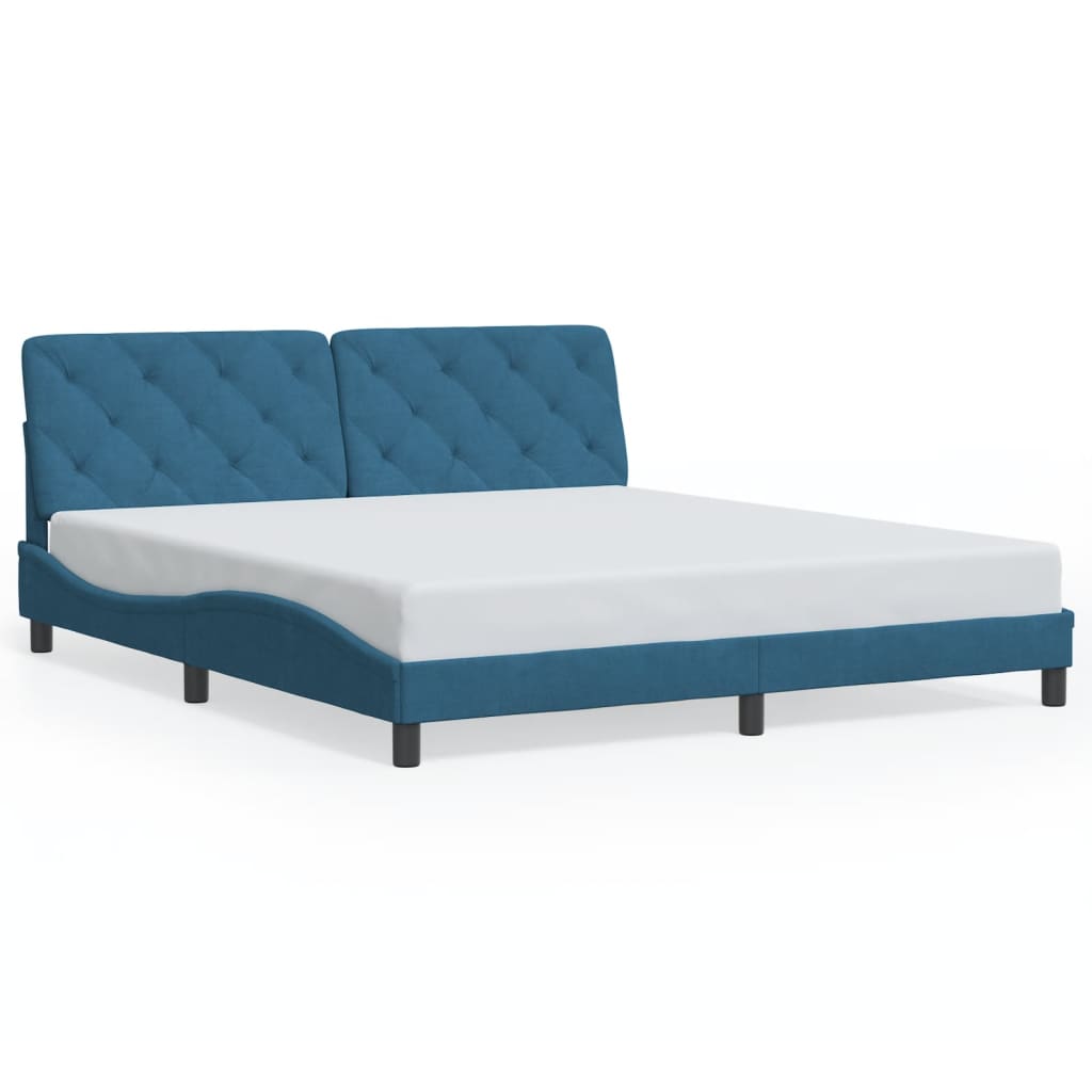 Bedframe zonder matras fluweel blauw 180x200 cm is nu te koop bij PeponiXL, paradijselijk wonen!