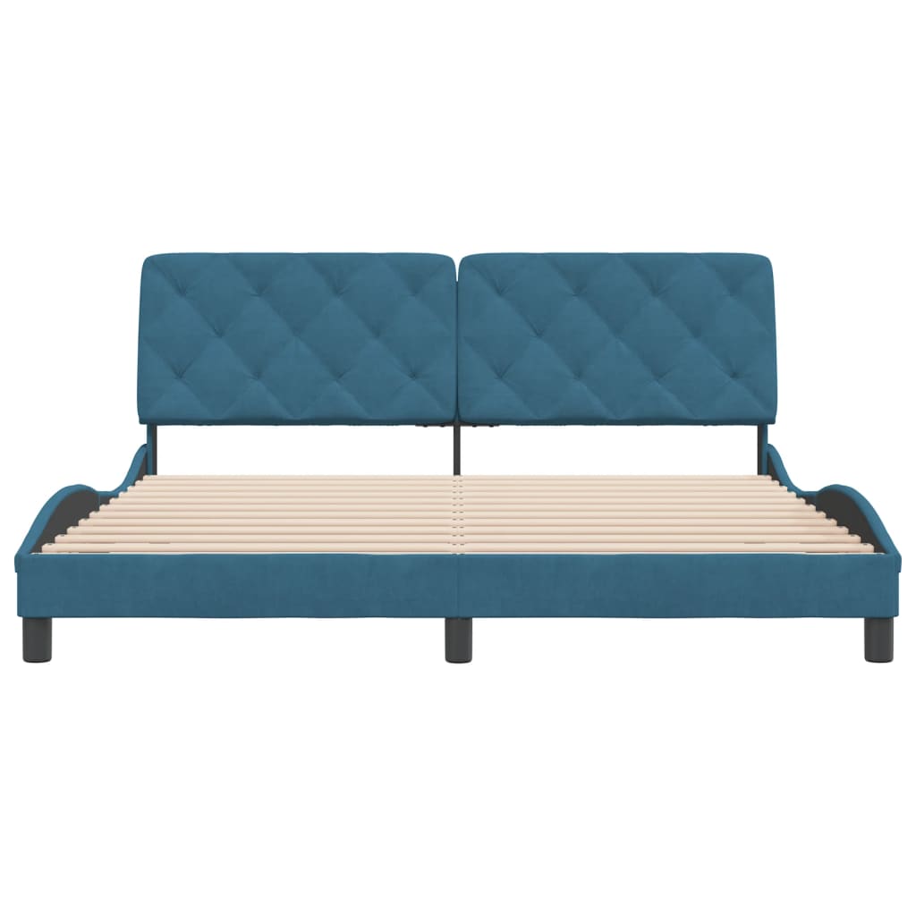 Bedframe zonder matras fluweel blauw 180x200 cm is nu te koop bij PeponiXL, paradijselijk wonen!