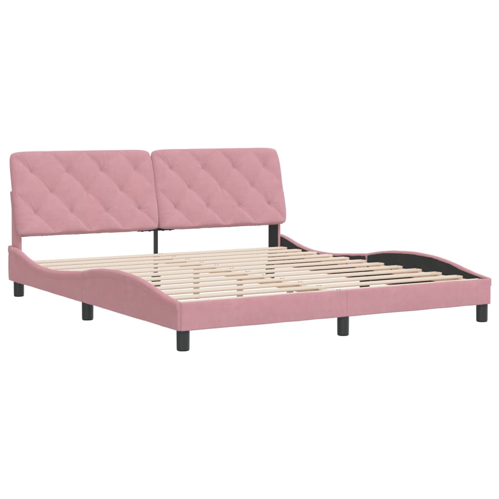 Bedframe zonder matras fluweel roze 180x200 cm is nu te koop bij PeponiXL, paradijselijk wonen!