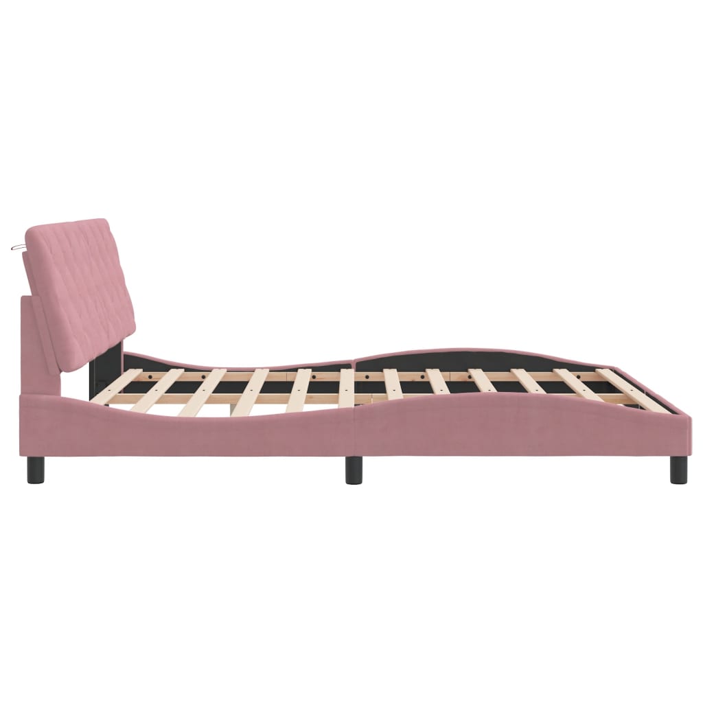 Bedframe zonder matras fluweel roze 180x200 cm is nu te koop bij PeponiXL, paradijselijk wonen!