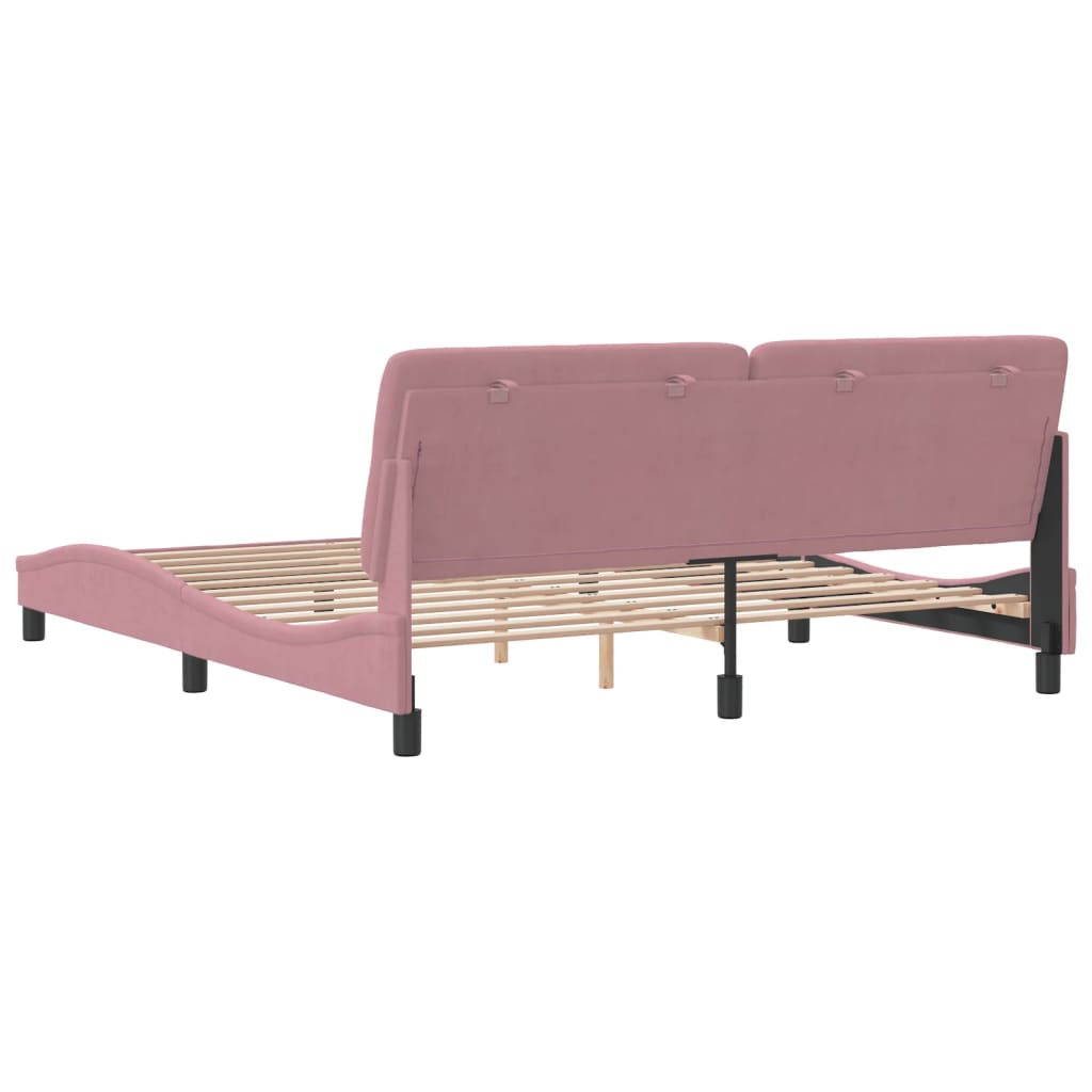 Bedframe zonder matras fluweel roze 180x200 cm is nu te koop bij PeponiXL, paradijselijk wonen!