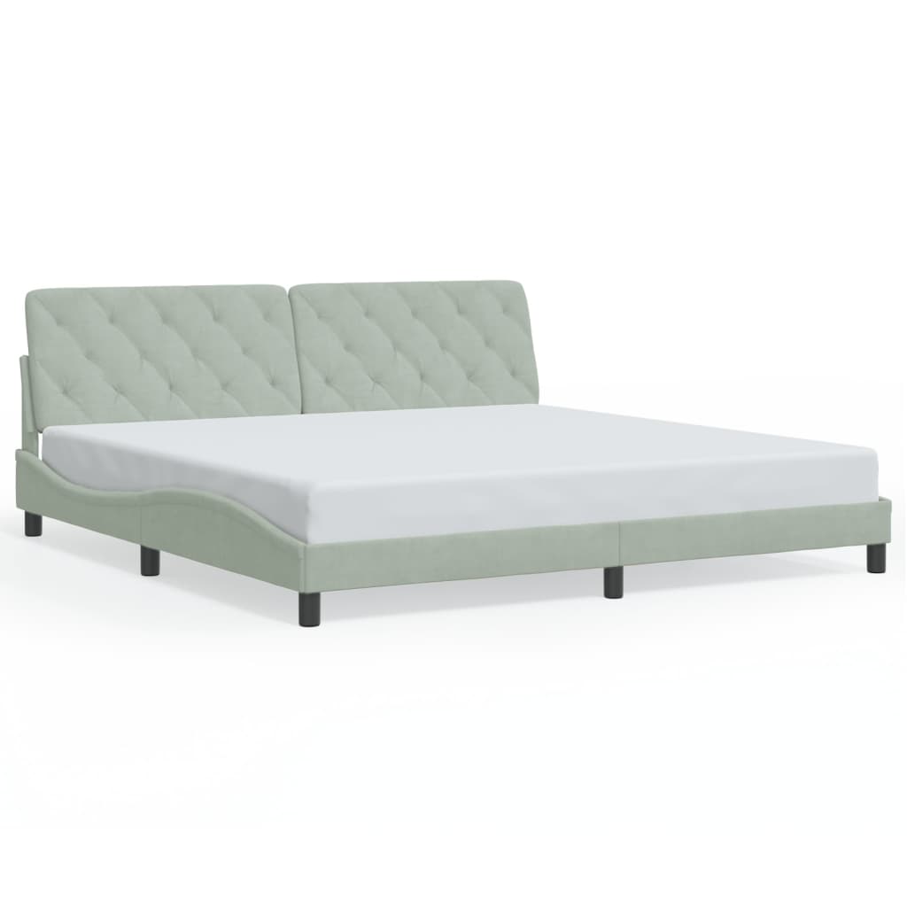 Bedframe zonder matras 200x200 cm fluweel lichtgrijs is nu te koop bij PeponiXL, paradijselijk wonen!