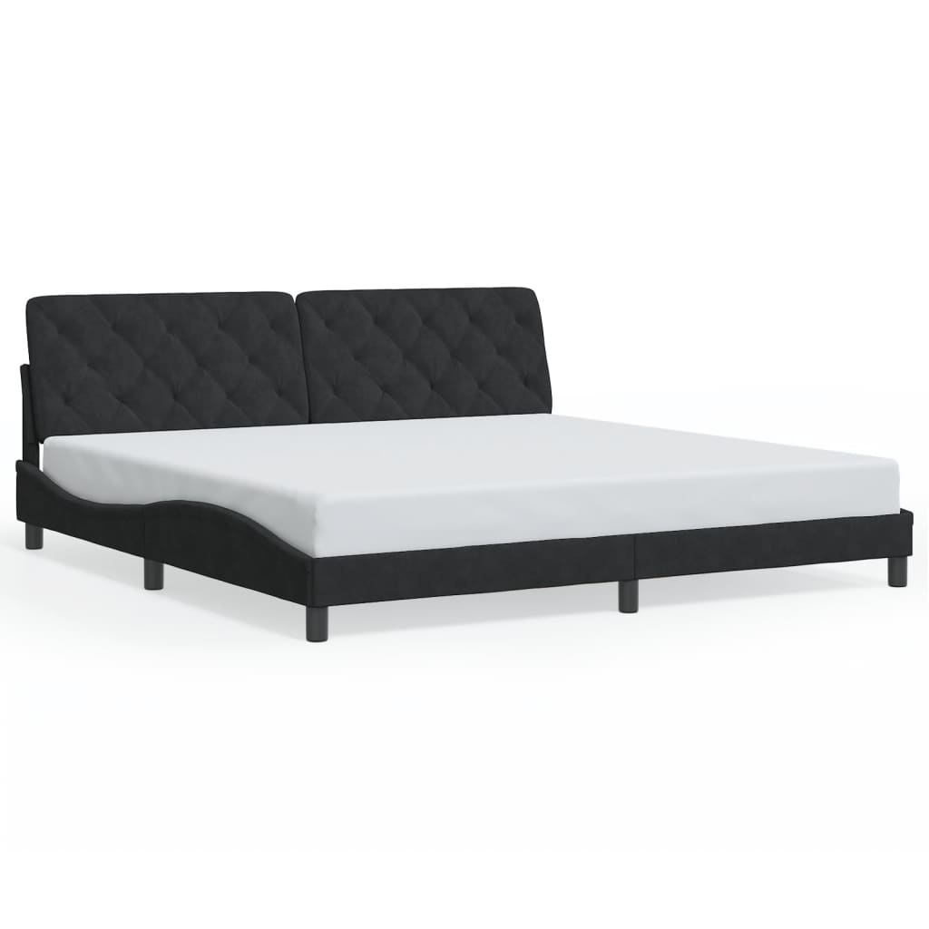 Bedframe zonder matras 200x200 cm fluweel zwart is nu te koop bij PeponiXL, paradijselijk wonen!