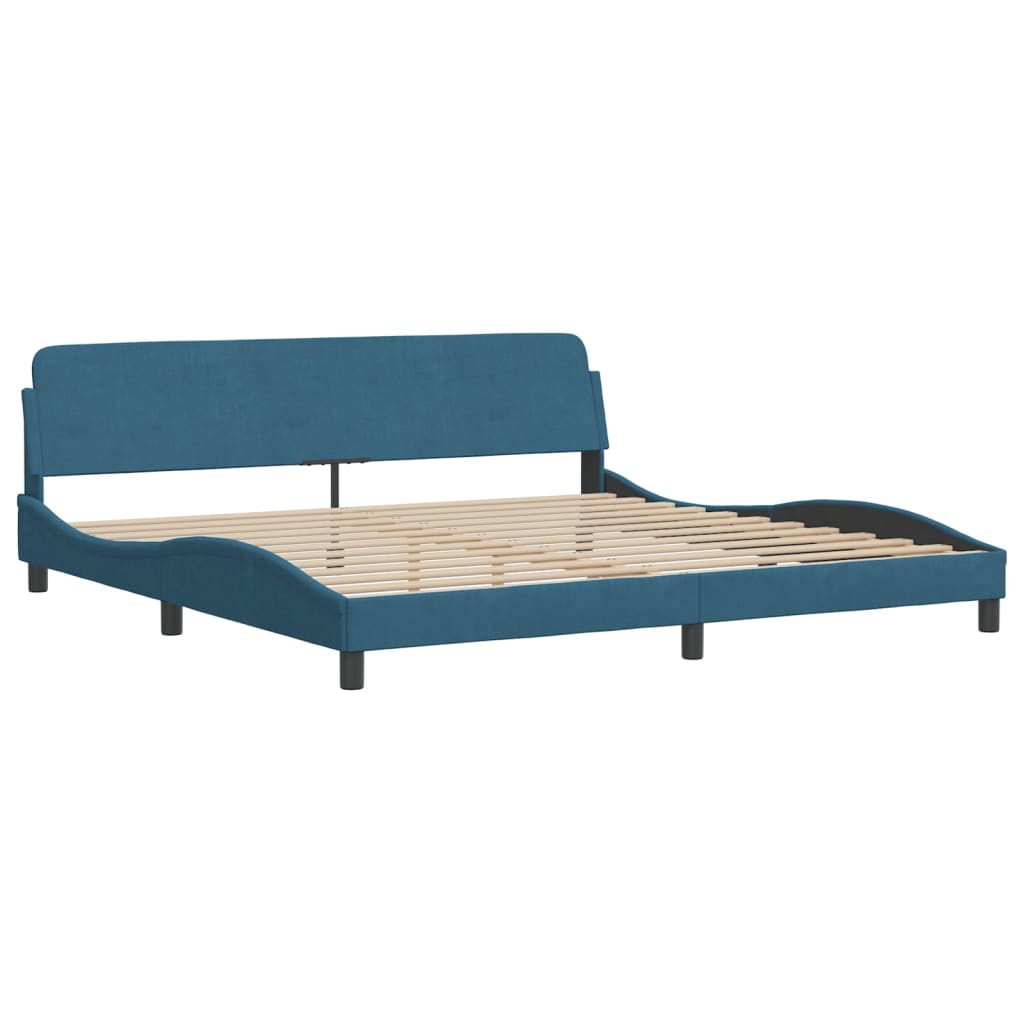 Bedframe zonder matras fluweel blauw 200x200 cm is nu te koop bij PeponiXL, paradijselijk wonen!