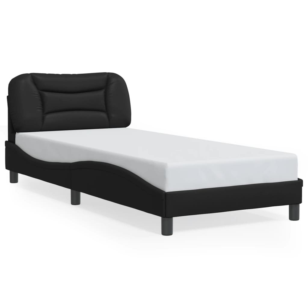 Bedframe zonder matras "Hvar" kunstleer zwart 80x200 cm is nu te koop bij PeponiXL, paradijselijk wonen!