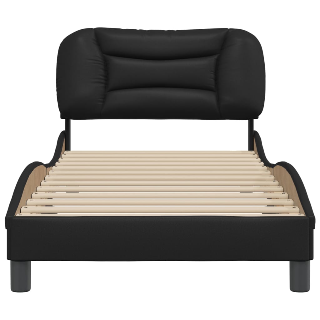 Bedframe zonder matras "Hvar" kunstleer zwart 80x200 cm is nu te koop bij PeponiXL, paradijselijk wonen!