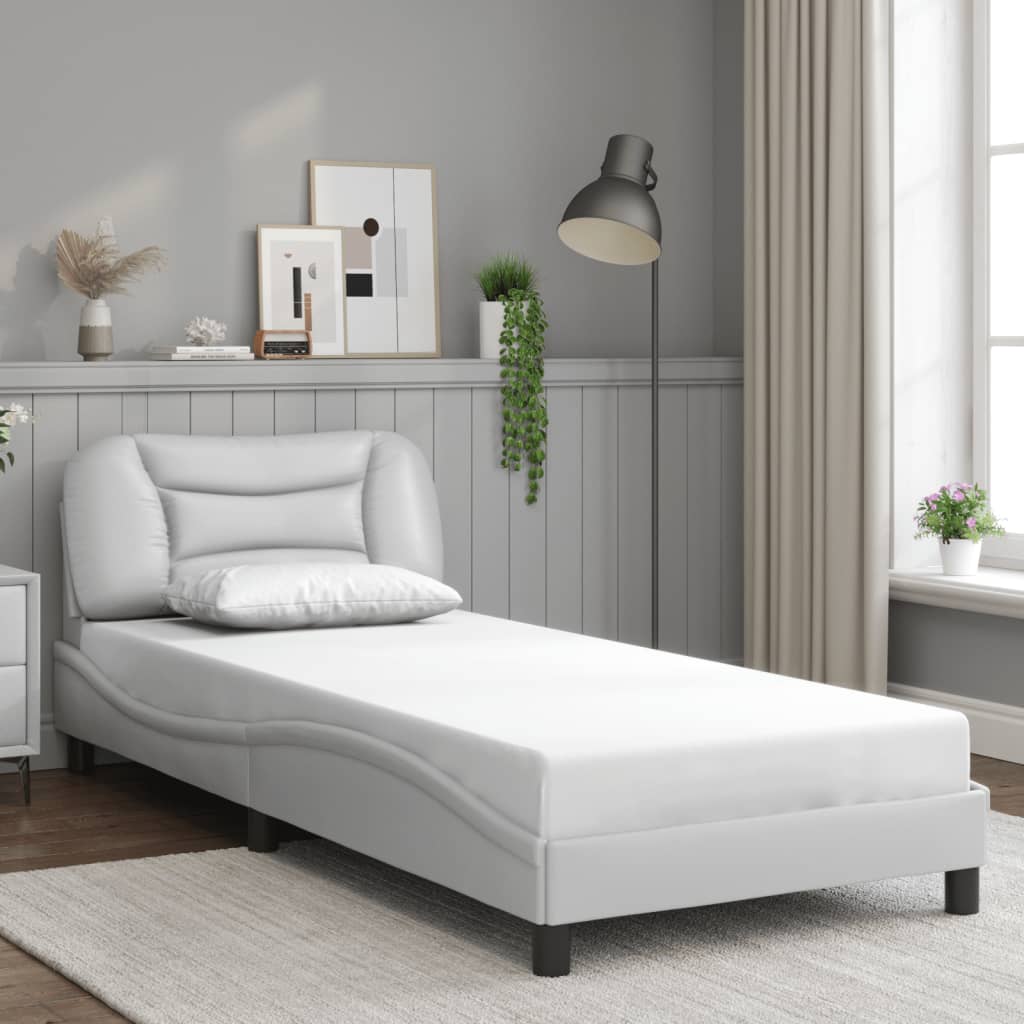 Bedframe zonder matras "Hvar" kunstleer wit 80x200 cm is nu te koop bij PeponiXL, paradijselijk wonen!