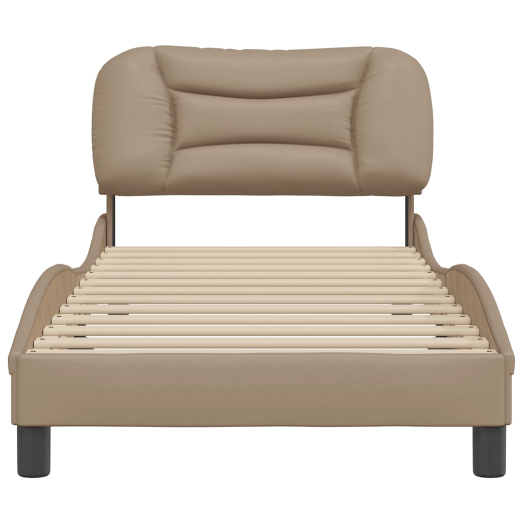 Bedframe zonder matras "Hvar" kunstleer cappucinnokleurig 80x200 cm is nu te koop bij PeponiXL, paradijselijk wonen!