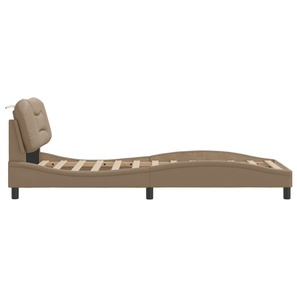 Bedframe zonder matras "Hvar" kunstleer cappucinnokleurig 80x200 cm is nu te koop bij PeponiXL, paradijselijk wonen!
