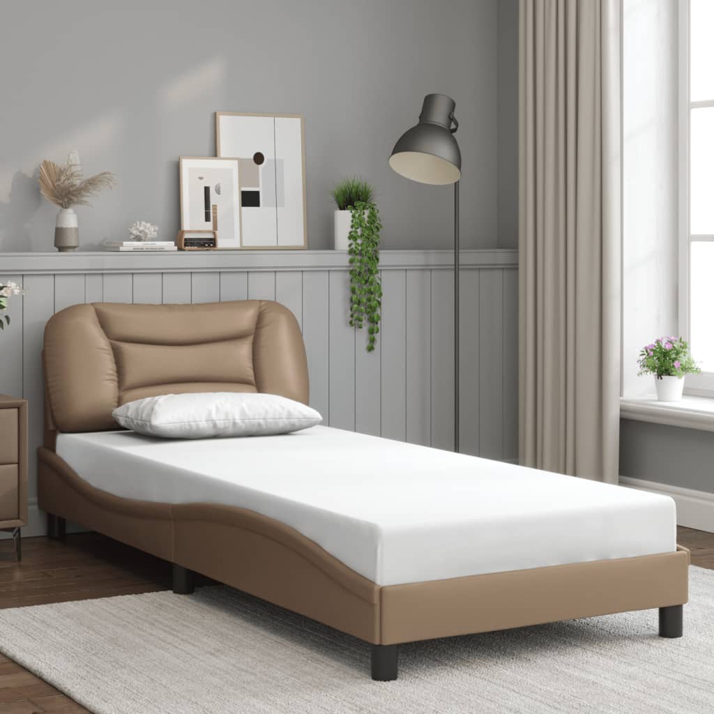 Bedframe zonder matras "Hvar" kunstleer cappucinnokleurig 80x200 cm is nu te koop bij PeponiXL, paradijselijk wonen!