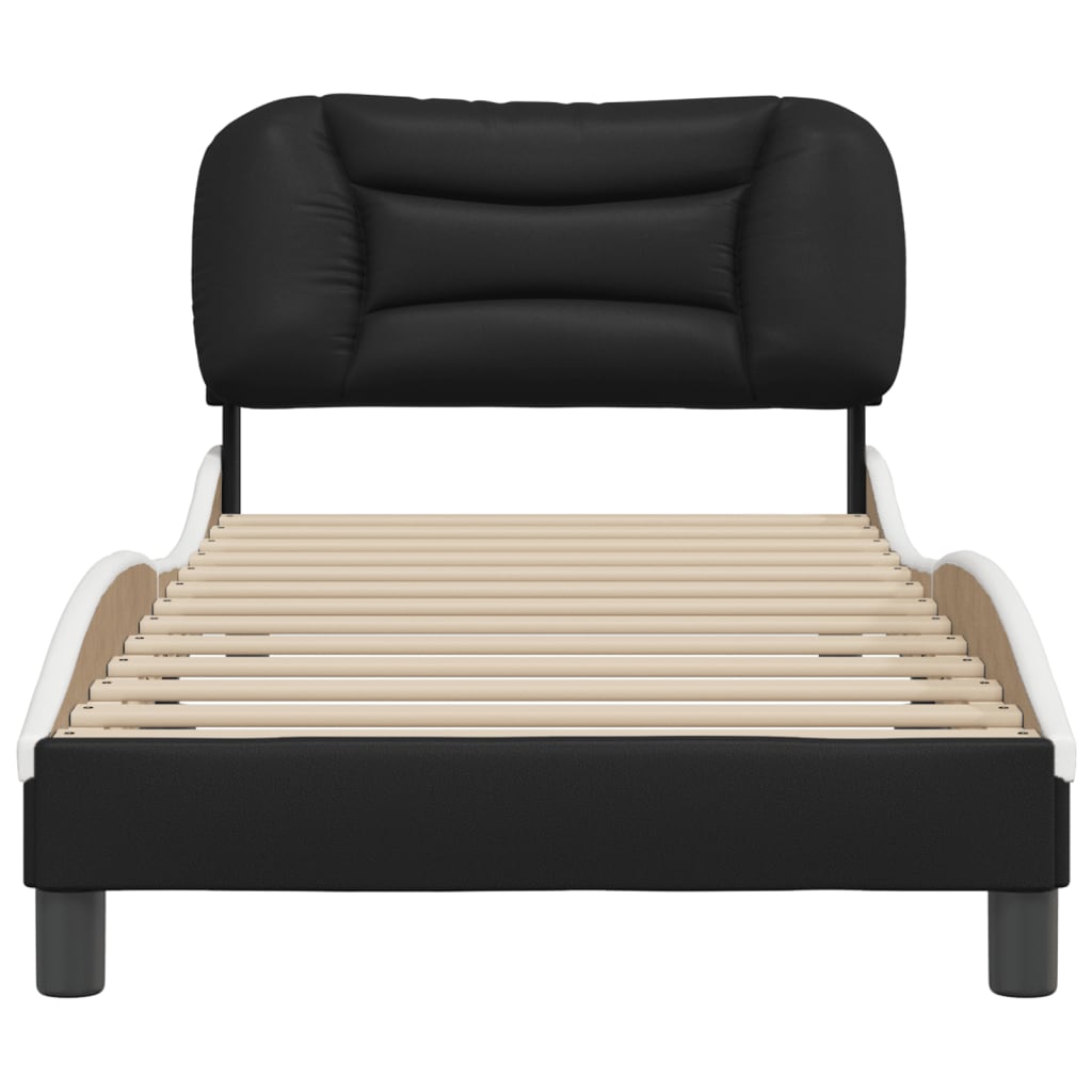 Bedframe zonder matras "Hvar" kunstleer zwart en wit 80x200 cm is nu te koop bij PeponiXL, paradijselijk wonen!