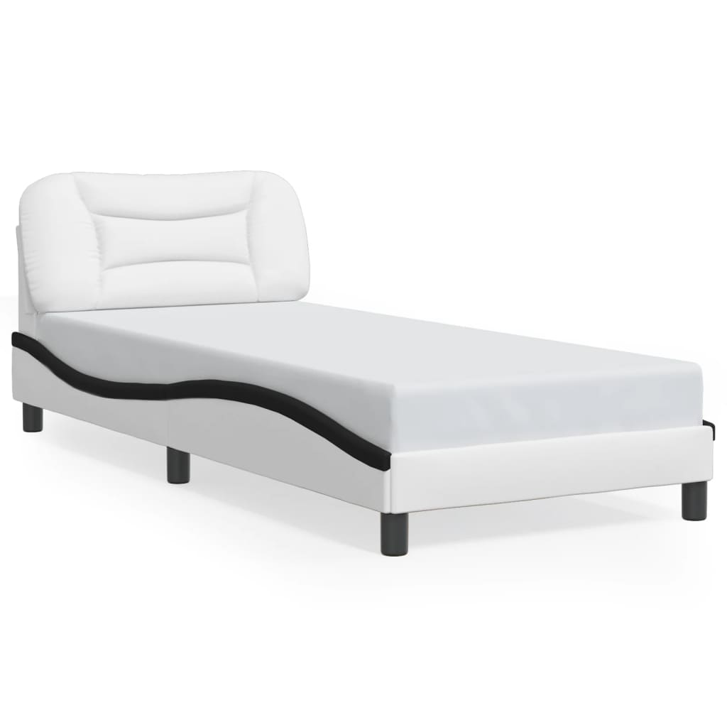 Bedframe zonder matras "Hvar" kunstleer wit en zwart 80x200 cm is nu te koop bij PeponiXL, paradijselijk wonen!