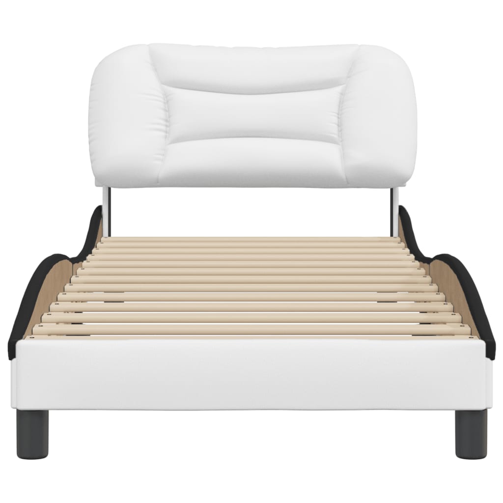Bedframe zonder matras "Hvar" kunstleer wit en zwart 80x200 cm is nu te koop bij PeponiXL, paradijselijk wonen!
