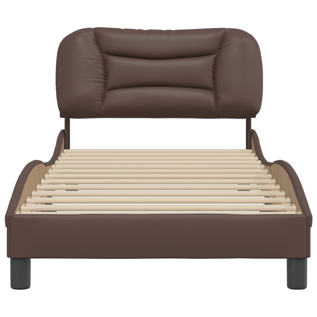 Bedframe zonder matras "Hvar" kunstleer bruin 90x190 cm is nu te koop bij PeponiXL, paradijselijk wonen!