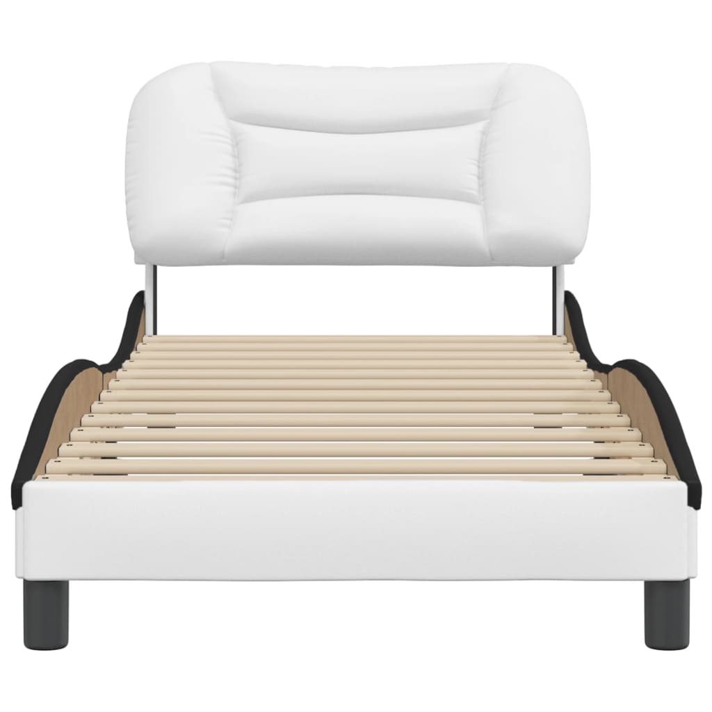 Bedframe zonder matras "Hvar" kunstleer zwart en wit 90x190 cm is nu te koop bij PeponiXL, paradijselijk wonen!