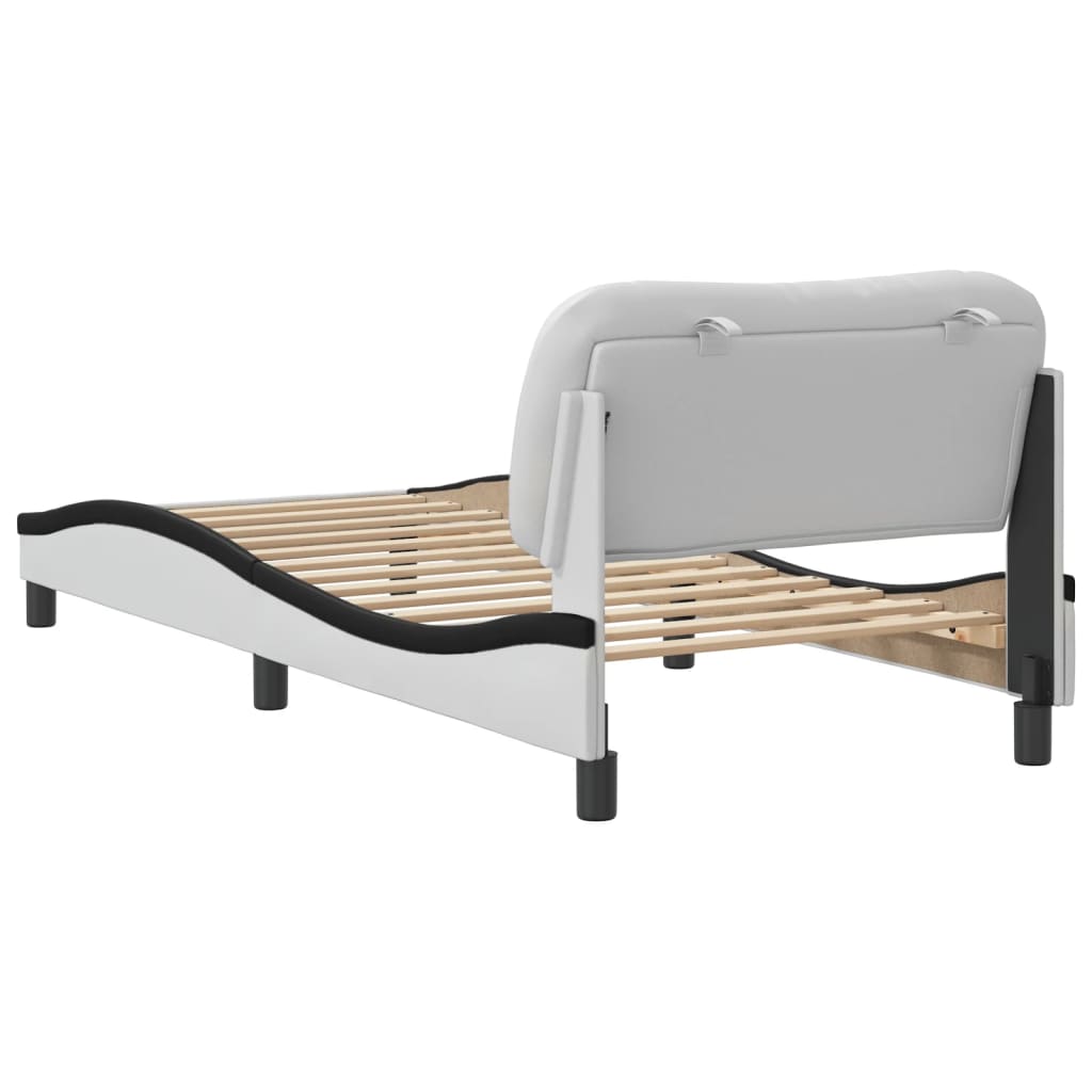 Bedframe zonder matras "Hvar" kunstleer zwart en wit 90x190 cm is nu te koop bij PeponiXL, paradijselijk wonen!