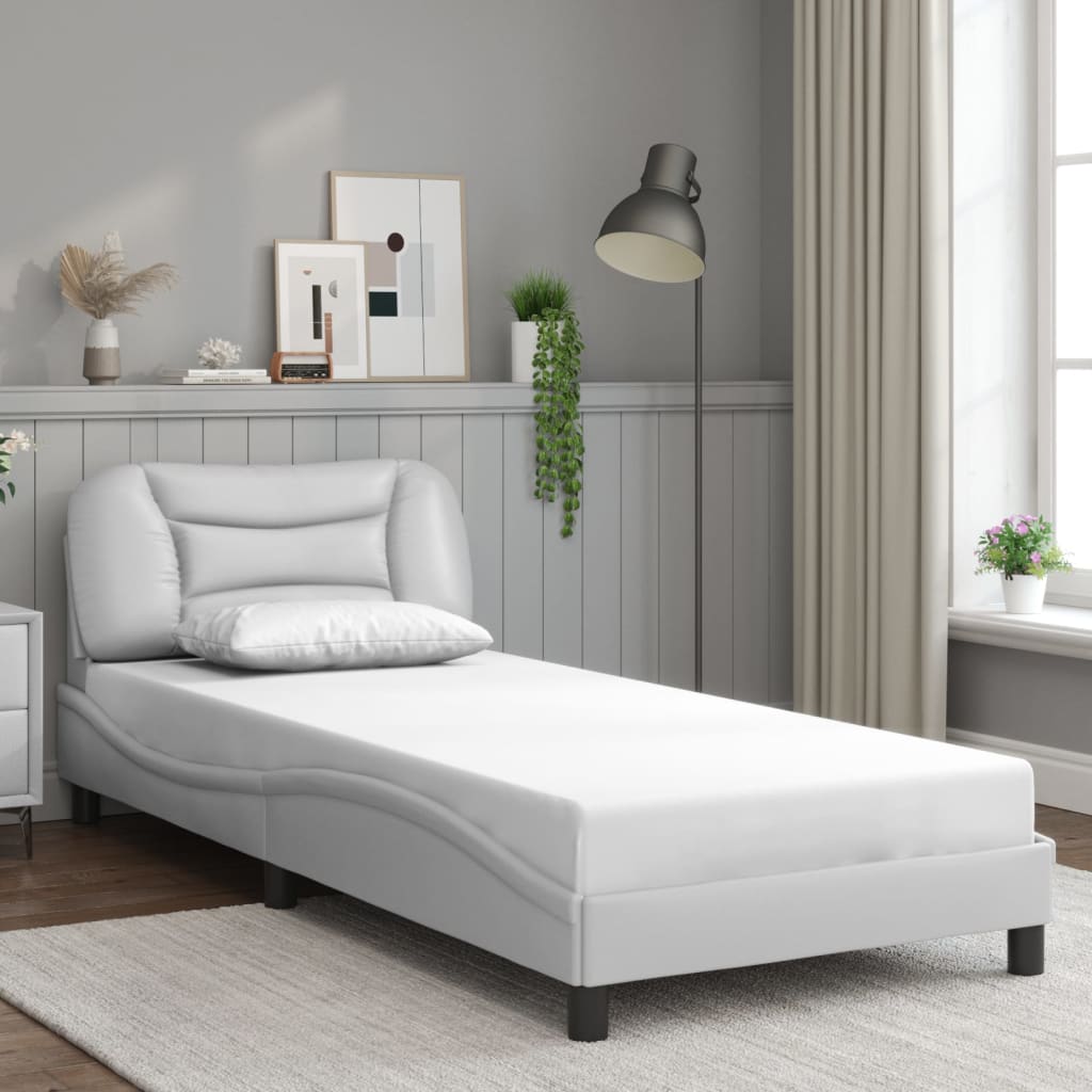 Bedframe zonder matras "Hvar" kunstleer wit 90x200 cm is nu te koop bij PeponiXL, paradijselijk wonen!