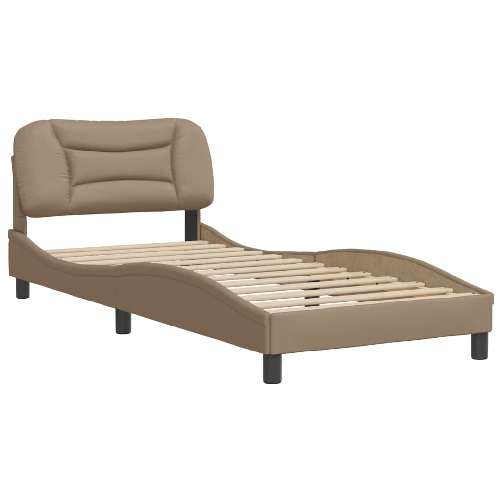 Bedframe zonder matras "Hvar" kunstleer cappuccinokleurig 90x200 cm is nu te koop bij PeponiXL, paradijselijk wonen!
