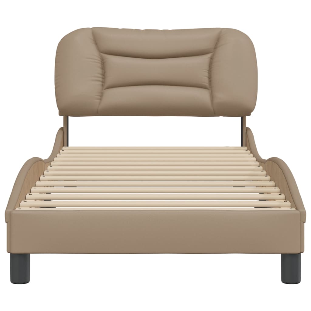 Bedframe zonder matras "Hvar" kunstleer cappuccinokleurig 90x200 cm is nu te koop bij PeponiXL, paradijselijk wonen!