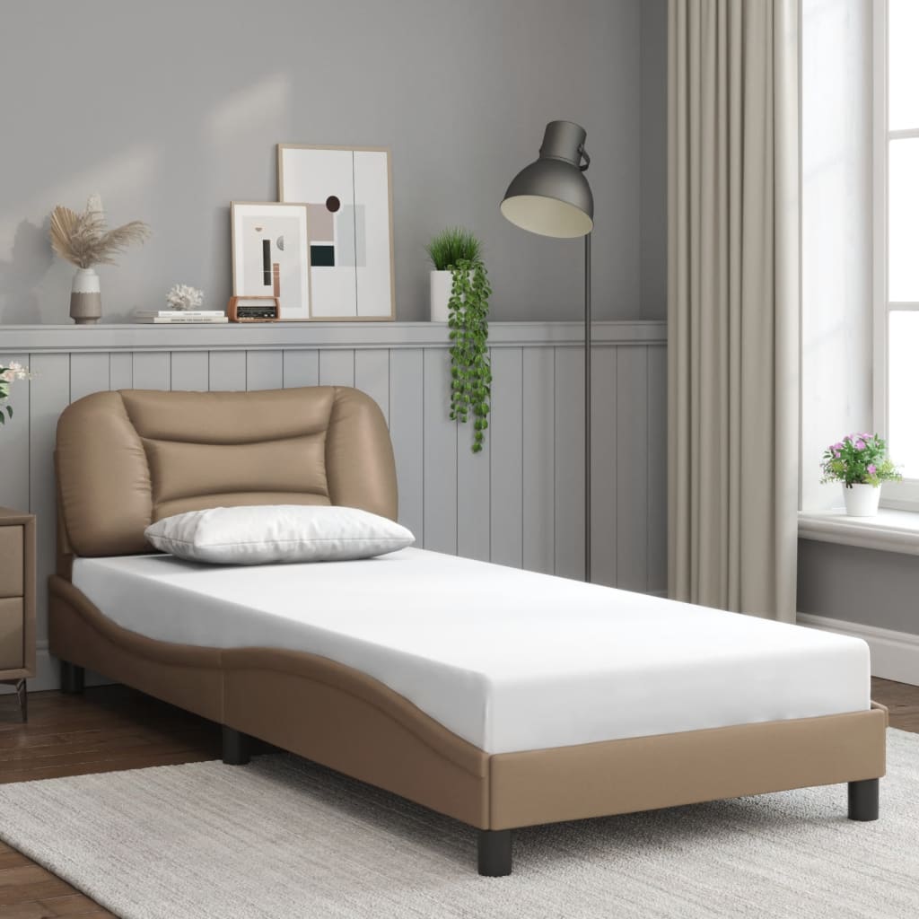 Bedframe zonder matras "Hvar" kunstleer cappuccinokleurig 90x200 cm is nu te koop bij PeponiXL, paradijselijk wonen!
