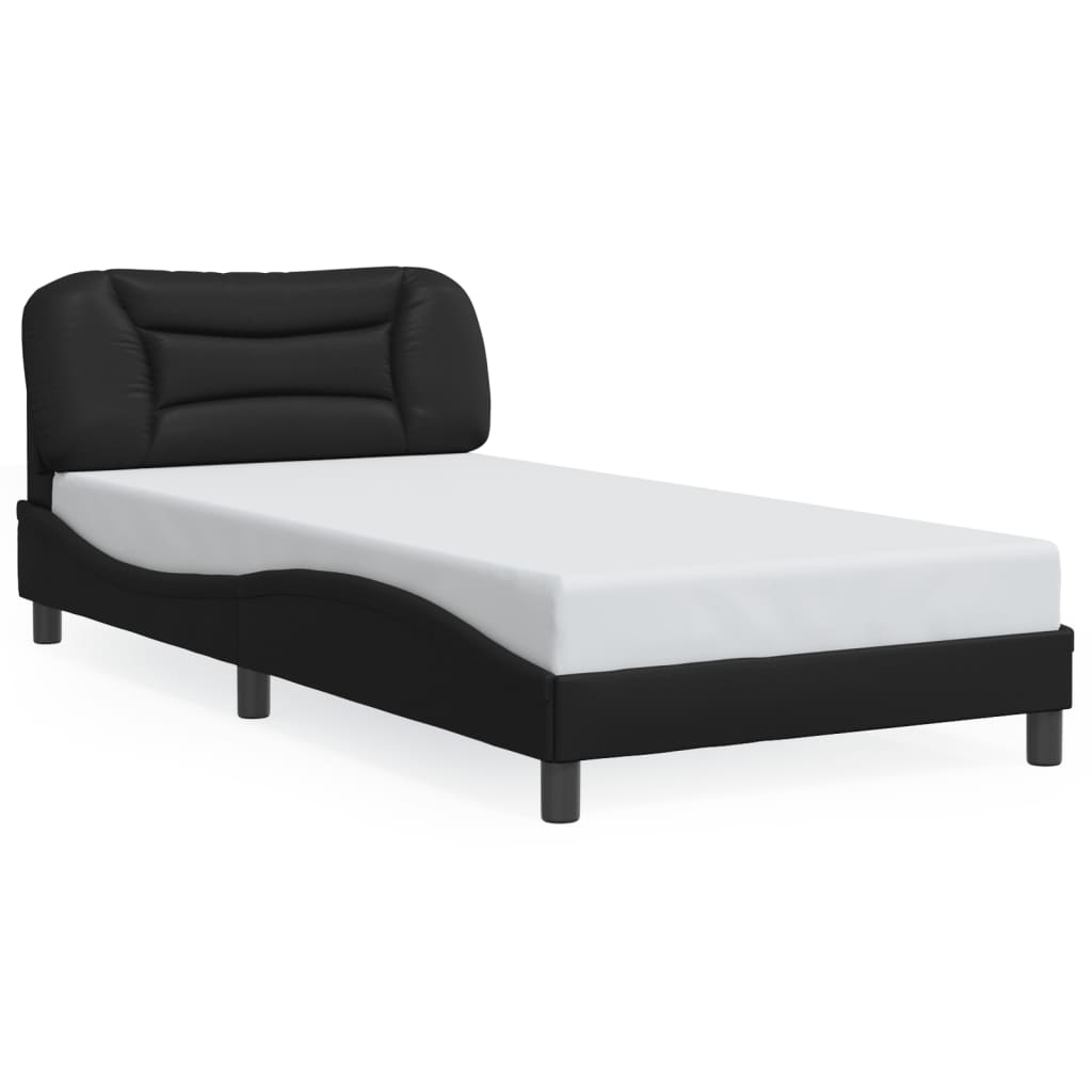 Bedframe zonder matras "Hvar" kunstleer zwart 100x200 cm is nu te koop bij PeponiXL, paradijselijk wonen!