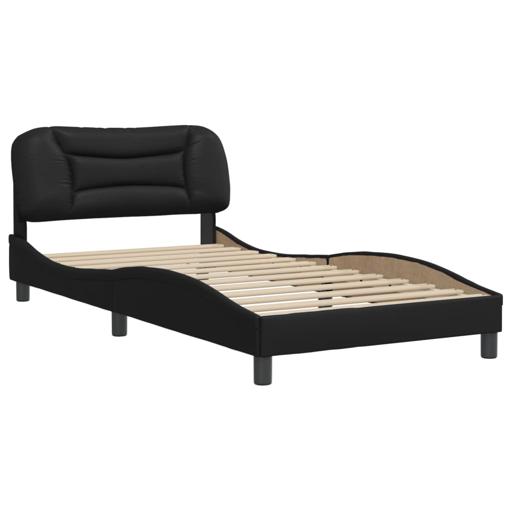 Bedframe zonder matras "Hvar" kunstleer zwart 100x200 cm is nu te koop bij PeponiXL, paradijselijk wonen!