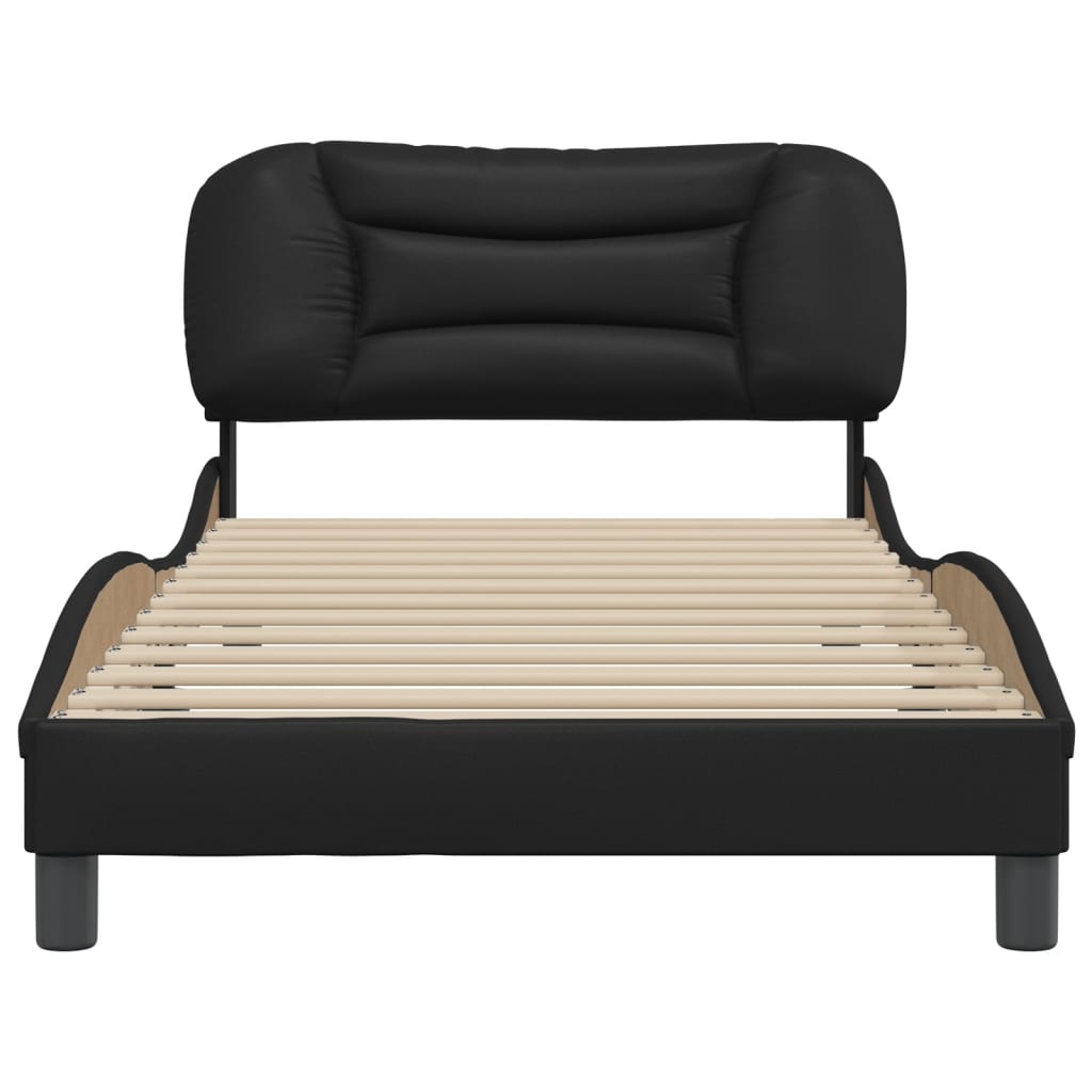 Bedframe zonder matras "Hvar" kunstleer zwart 100x200 cm is nu te koop bij PeponiXL, paradijselijk wonen!