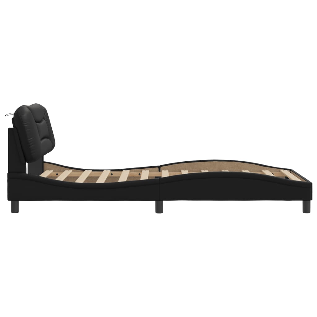 Bedframe zonder matras "Hvar" kunstleer zwart 100x200 cm is nu te koop bij PeponiXL, paradijselijk wonen!