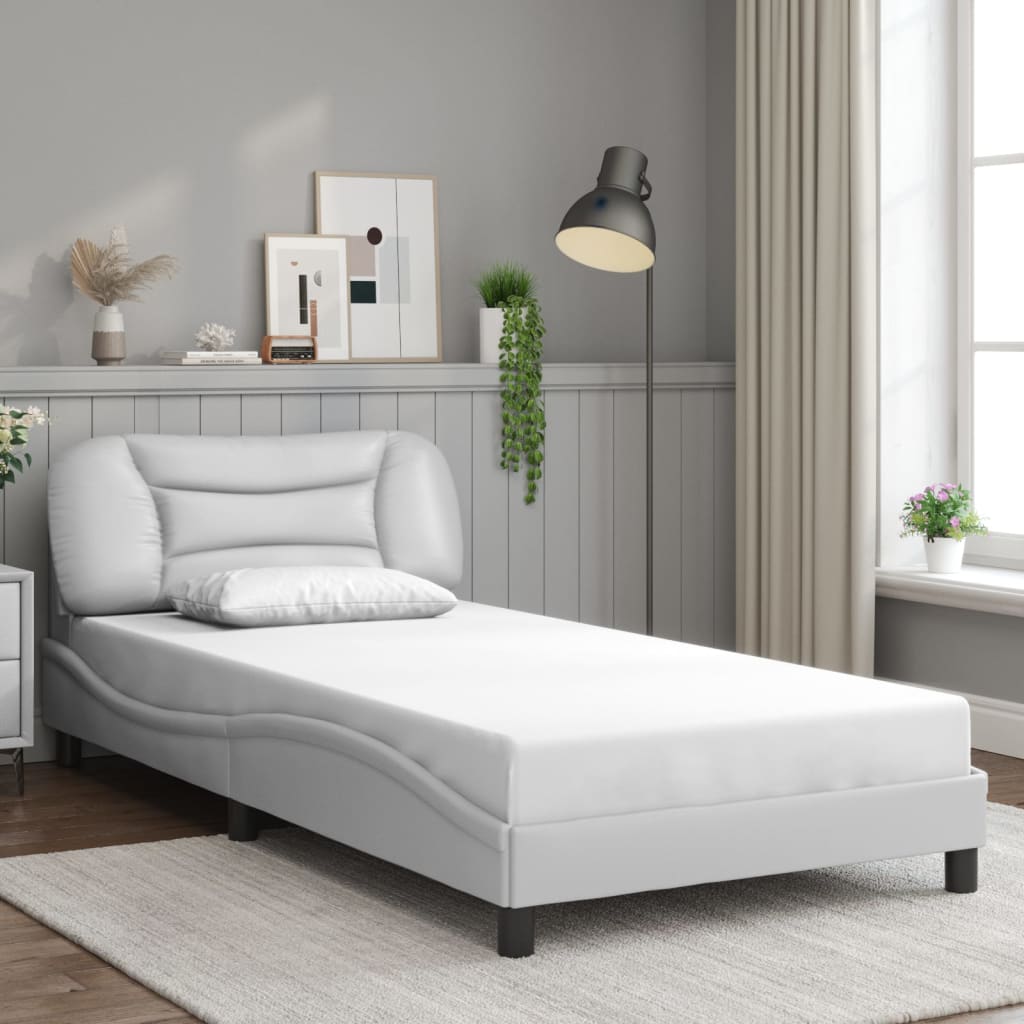 Bedframe zonder matras "Hvar" kunstleer wit 100x200 cm is nu te koop bij PeponiXL, paradijselijk wonen!
