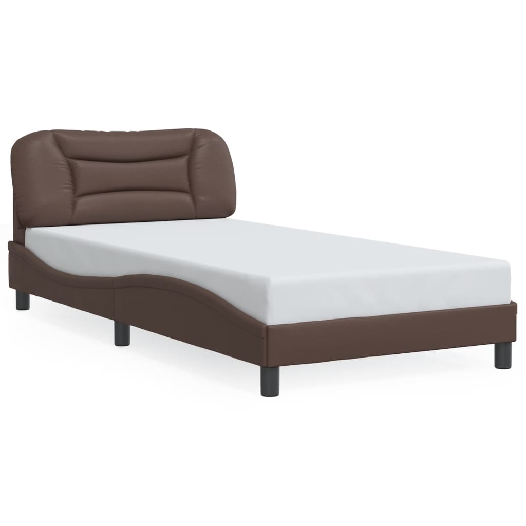 Bedframe zonder matras "Hvar" kunstleer bruin 100x200 cm is nu te koop bij PeponiXL, paradijselijk wonen!