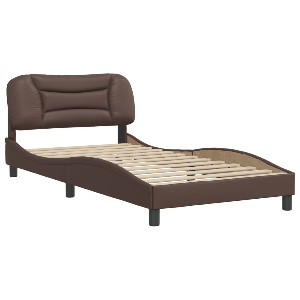 Bedframe zonder matras "Hvar" kunstleer bruin 100x200 cm is nu te koop bij PeponiXL, paradijselijk wonen!