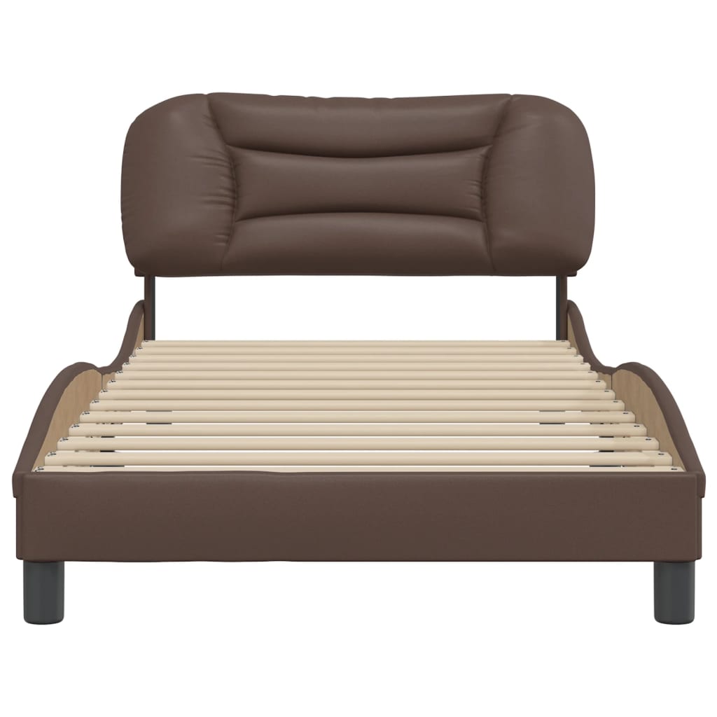 Bedframe zonder matras "Hvar" kunstleer bruin 100x200 cm is nu te koop bij PeponiXL, paradijselijk wonen!