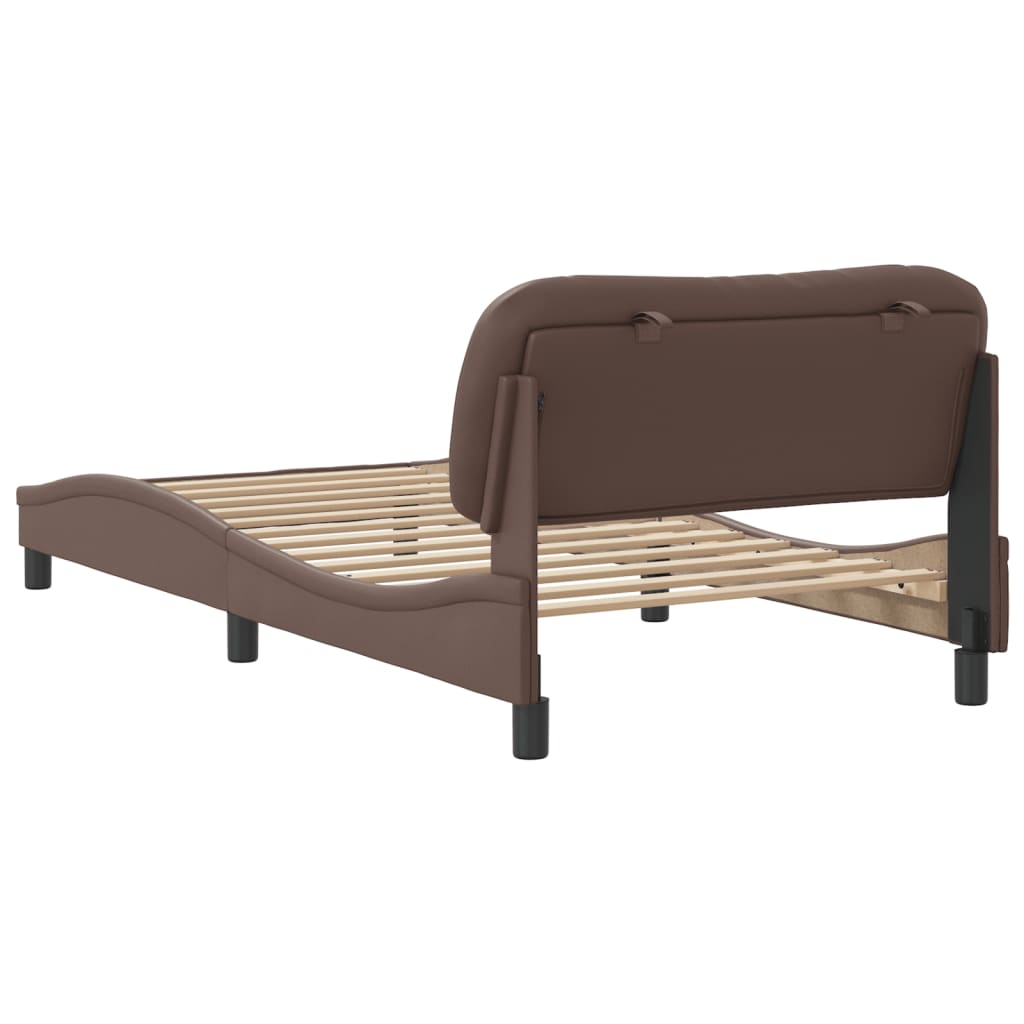 Bedframe zonder matras "Hvar" kunstleer bruin 100x200 cm is nu te koop bij PeponiXL, paradijselijk wonen!