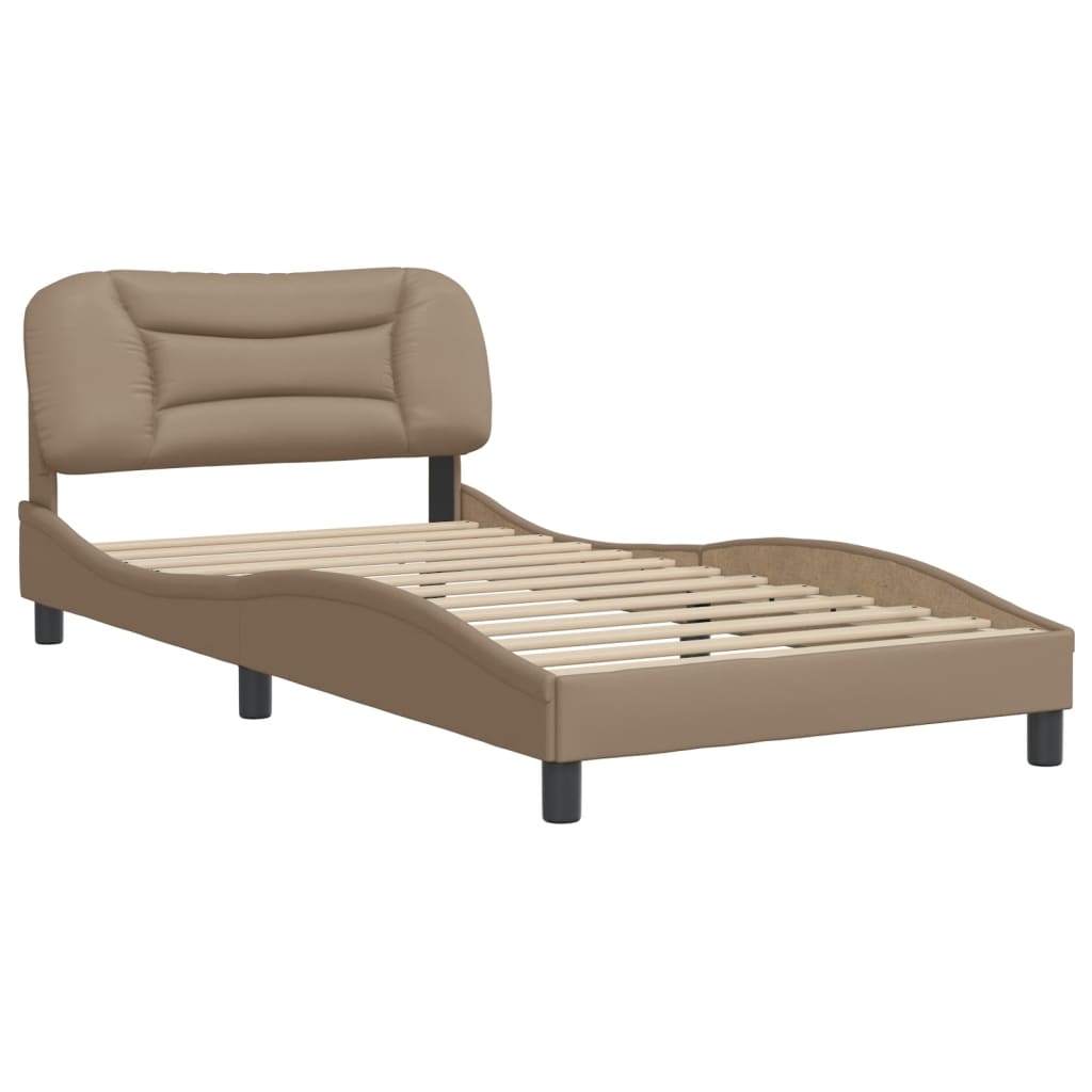 Bedframe zonder matras "Hvar" kunstleer cappuccinokleurig 100x200 cm is nu te koop bij PeponiXL, paradijselijk wonen!