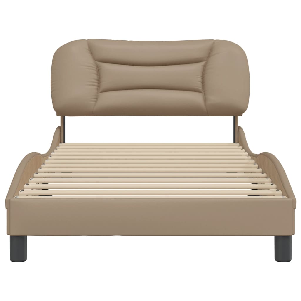 Bedframe zonder matras "Hvar" kunstleer cappuccinokleurig 100x200 cm is nu te koop bij PeponiXL, paradijselijk wonen!