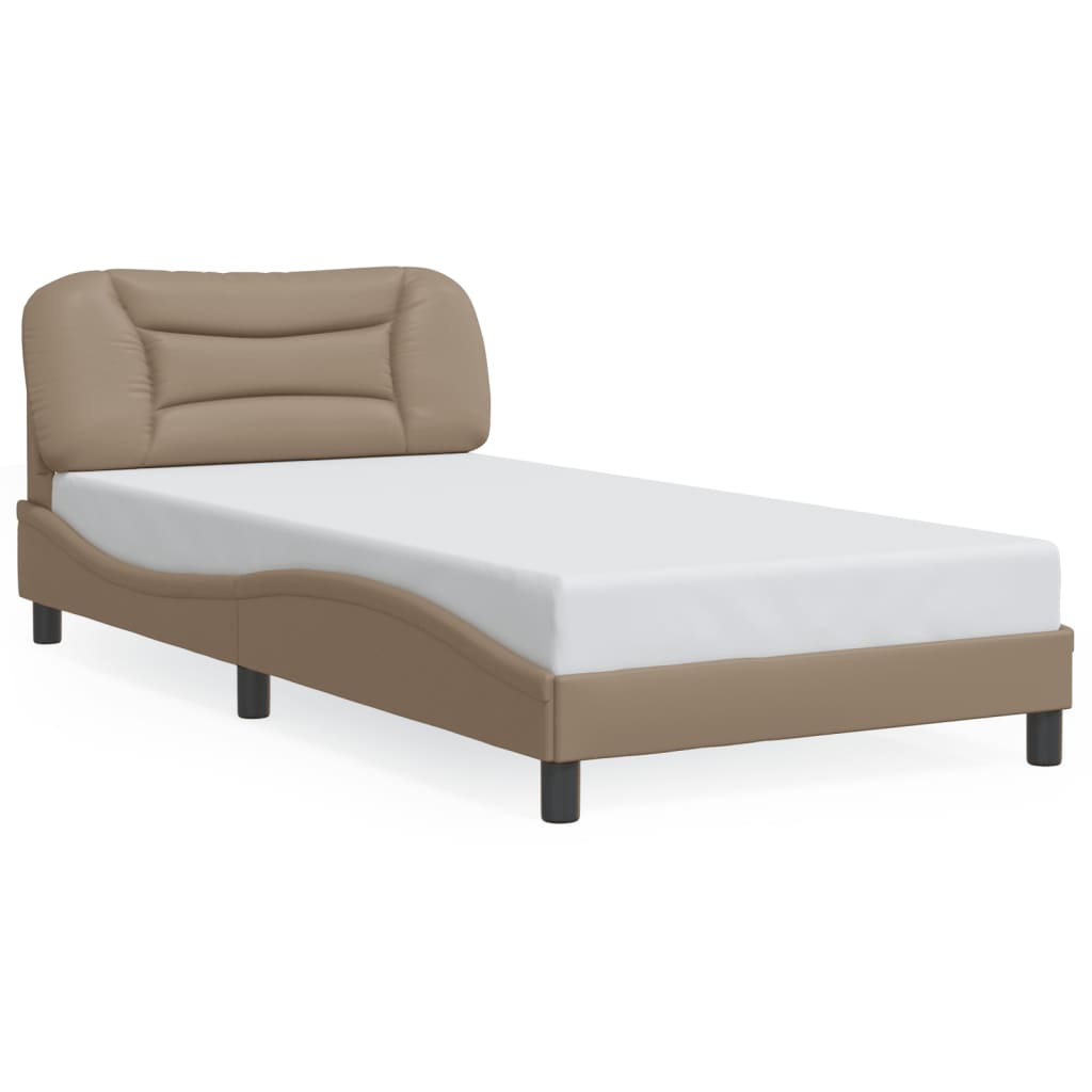Bedframe zonder matras "Hvar" kunstleer cappuccinokleurig 100x200 cm is nu te koop bij PeponiXL, paradijselijk wonen!