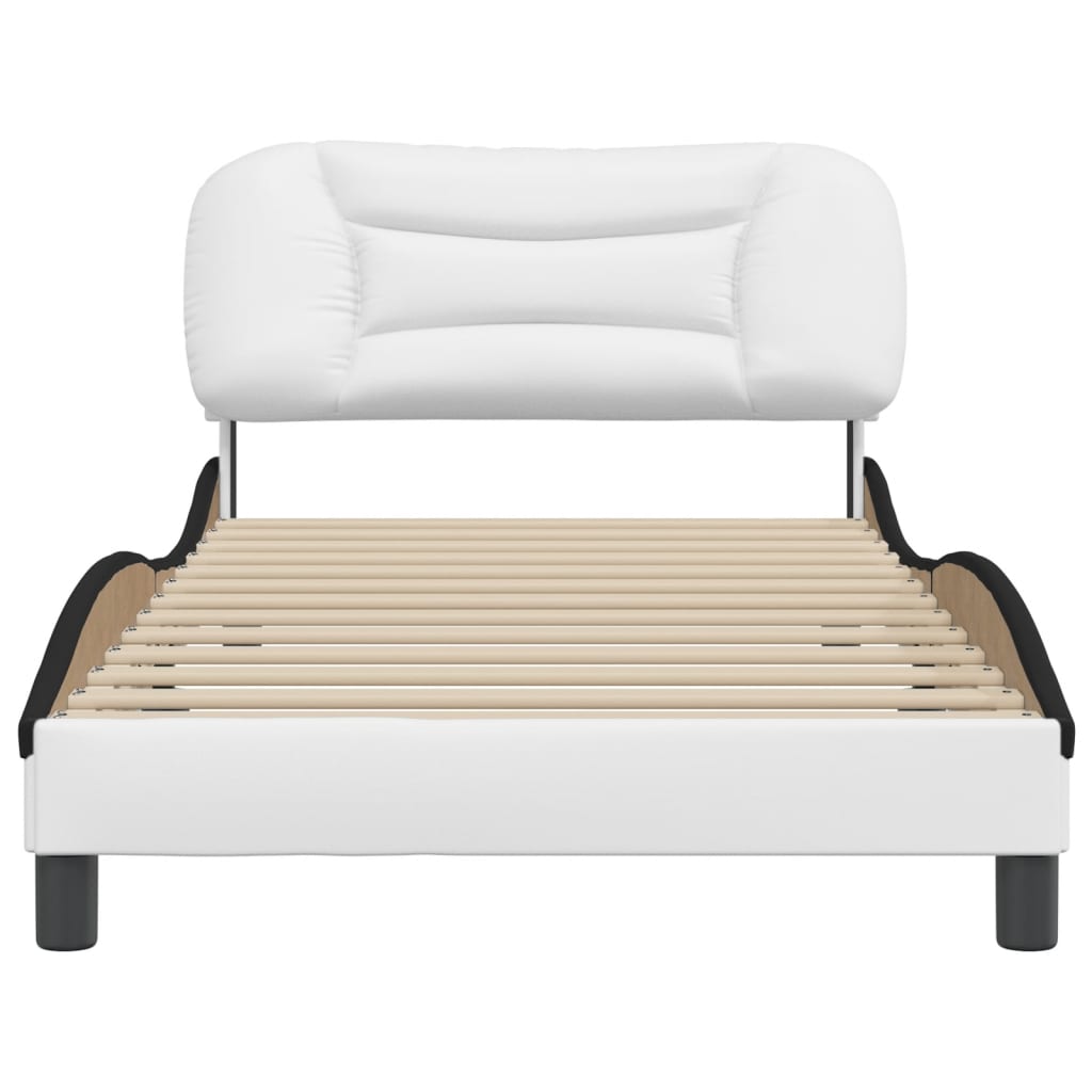 Bedframe zonder matras "Hvar" kunstleer zwart en wit 100x200 cm is nu te koop bij PeponiXL, paradijselijk wonen!