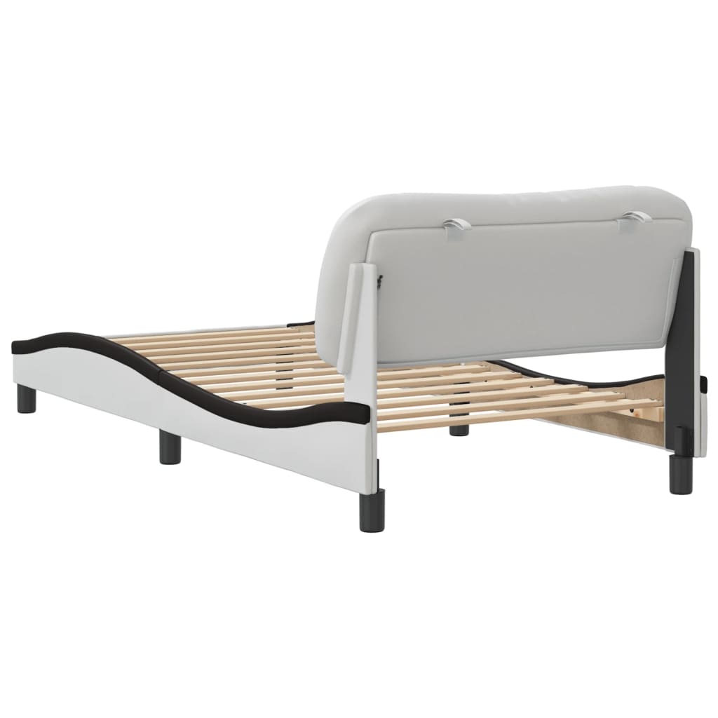 Bedframe zonder matras "Hvar" kunstleer zwart en wit 100x200 cm is nu te koop bij PeponiXL, paradijselijk wonen!