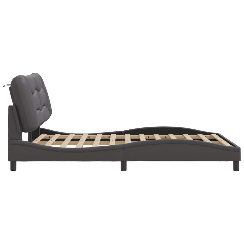 Bedframe zonder matras "Hvar" kunstleer grijs 120x200 cm is nu te koop bij PeponiXL, paradijselijk wonen!