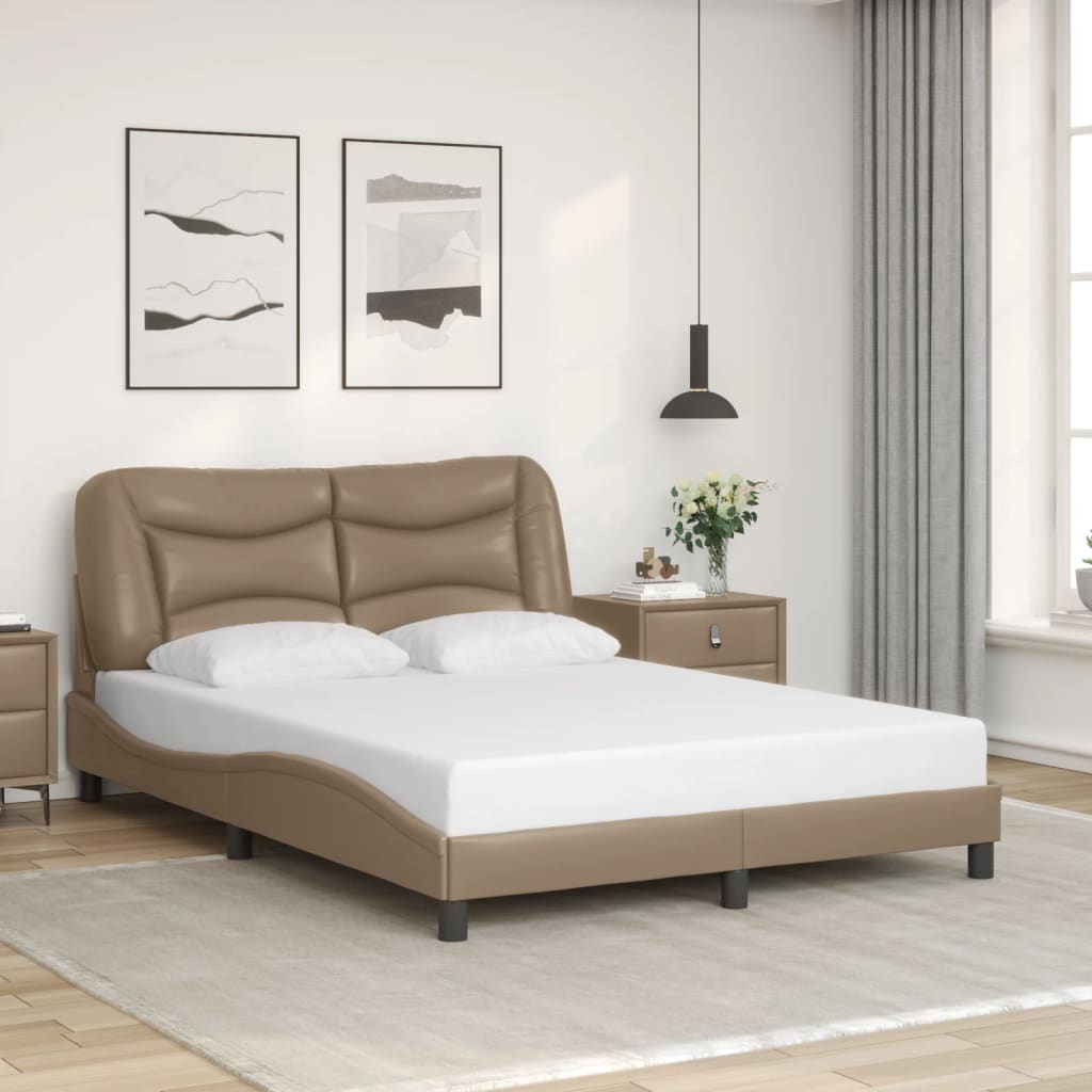Bedframe zonder matras "Hvar" kunstleer cappuccinokleurig 120x200 cm is nu te koop bij PeponiXL, paradijselijk wonen!